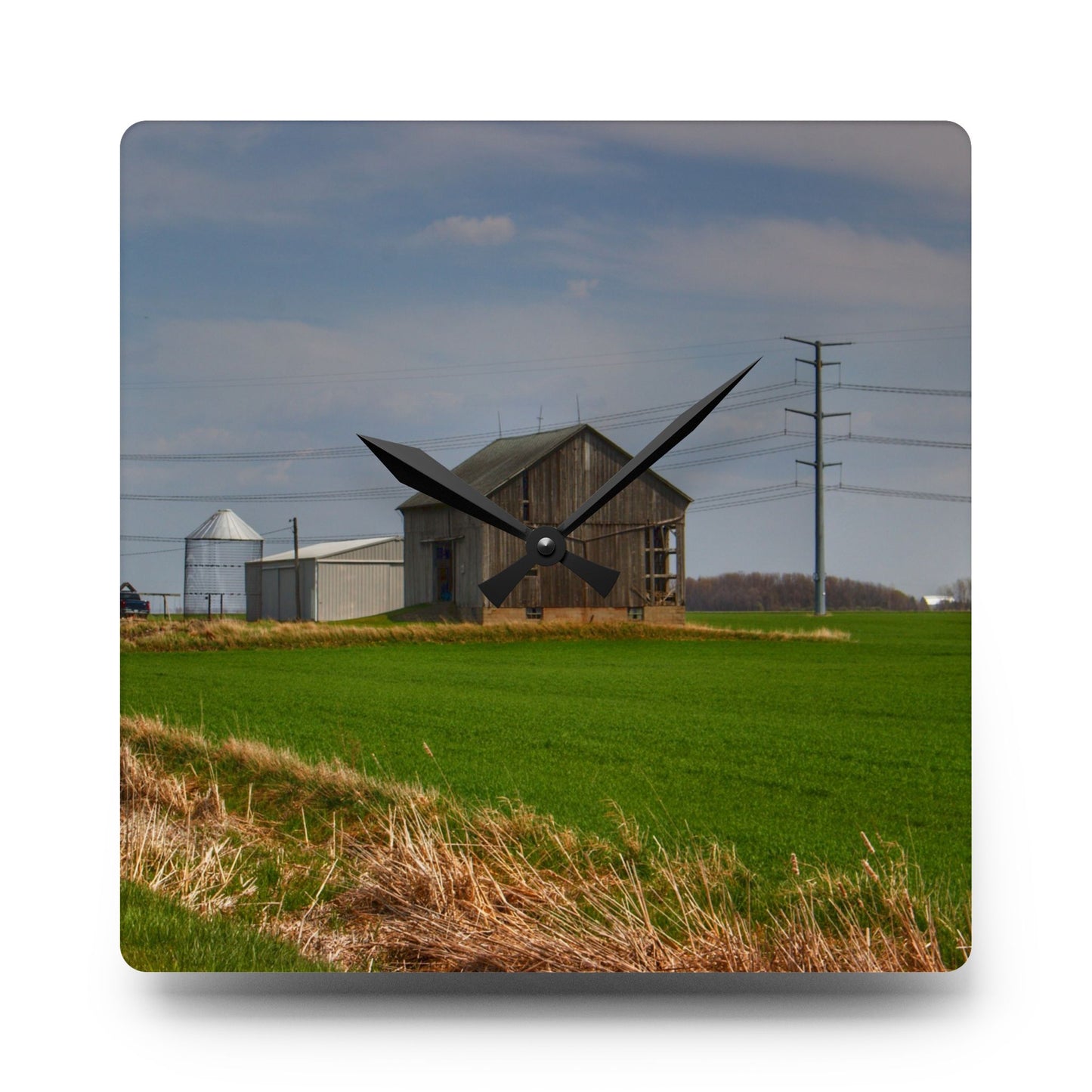 U R There Photography McAlpine Grey Rustic Farmhouse Acrylic Analog Wall Clock