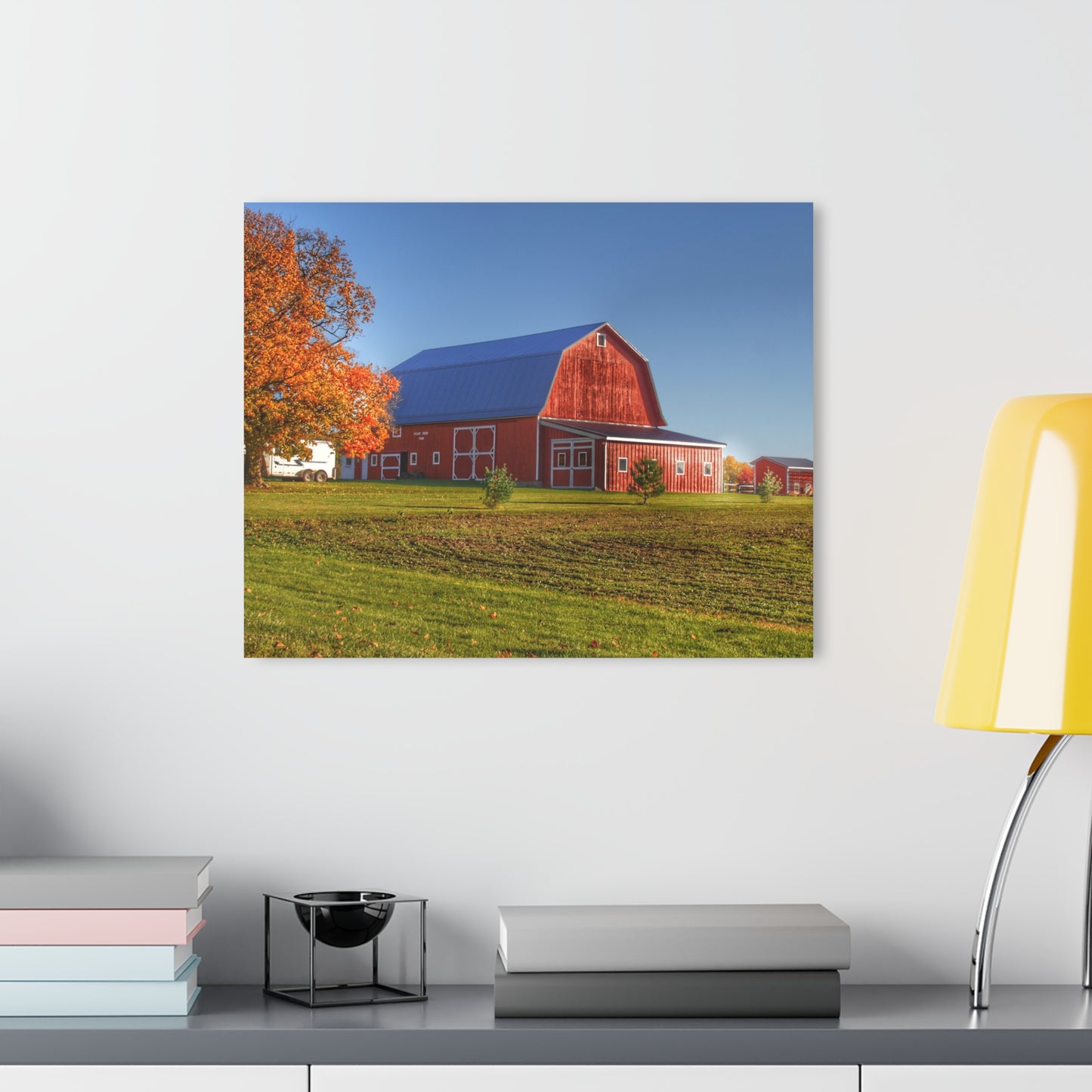 U R There Photography Shoemaker Road Red Rustic Farmhouse Acrylic Wall Print