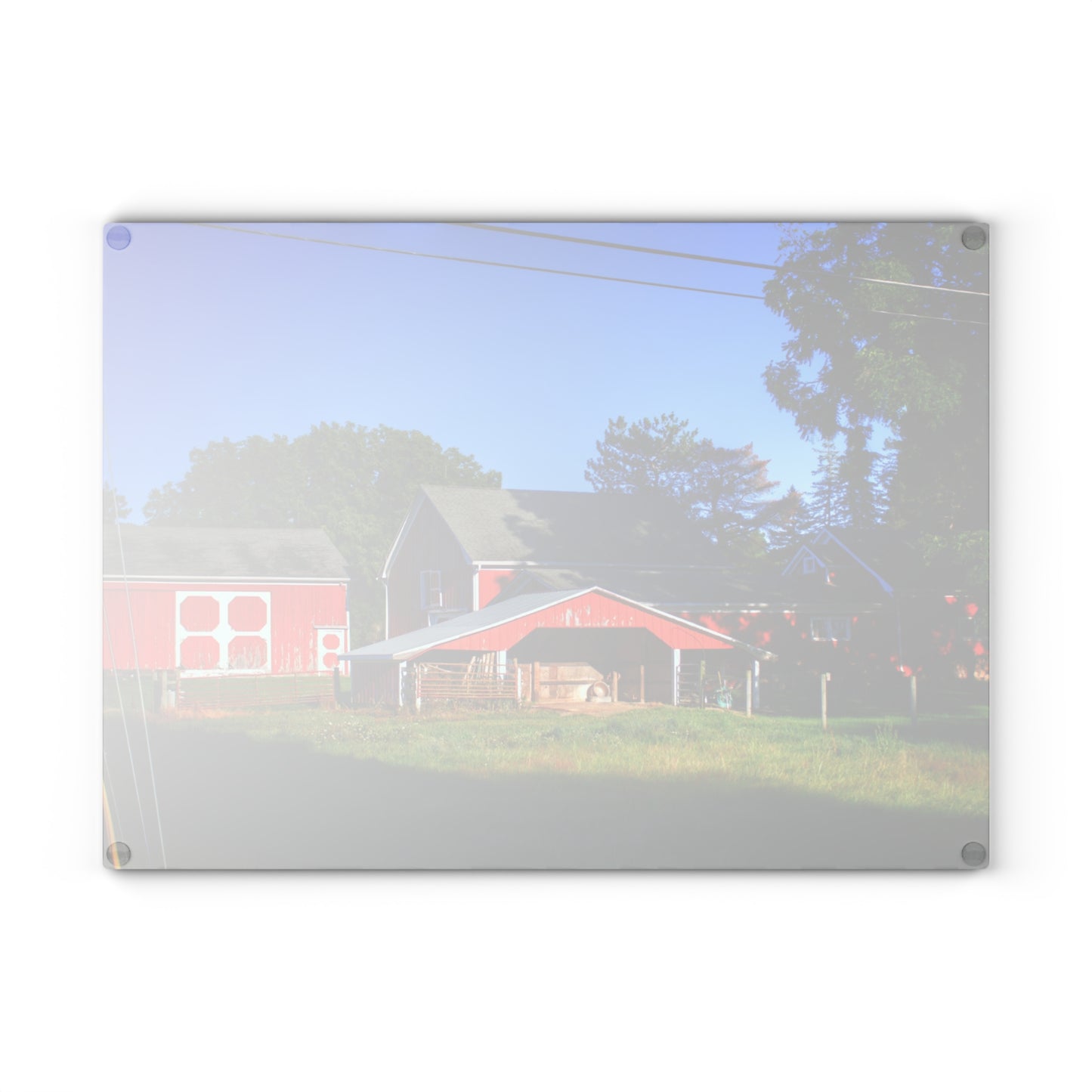 U R There Photography Rochester Road Little Red Farm Rustic Farmhouse Tempered-Glass Cutting Board