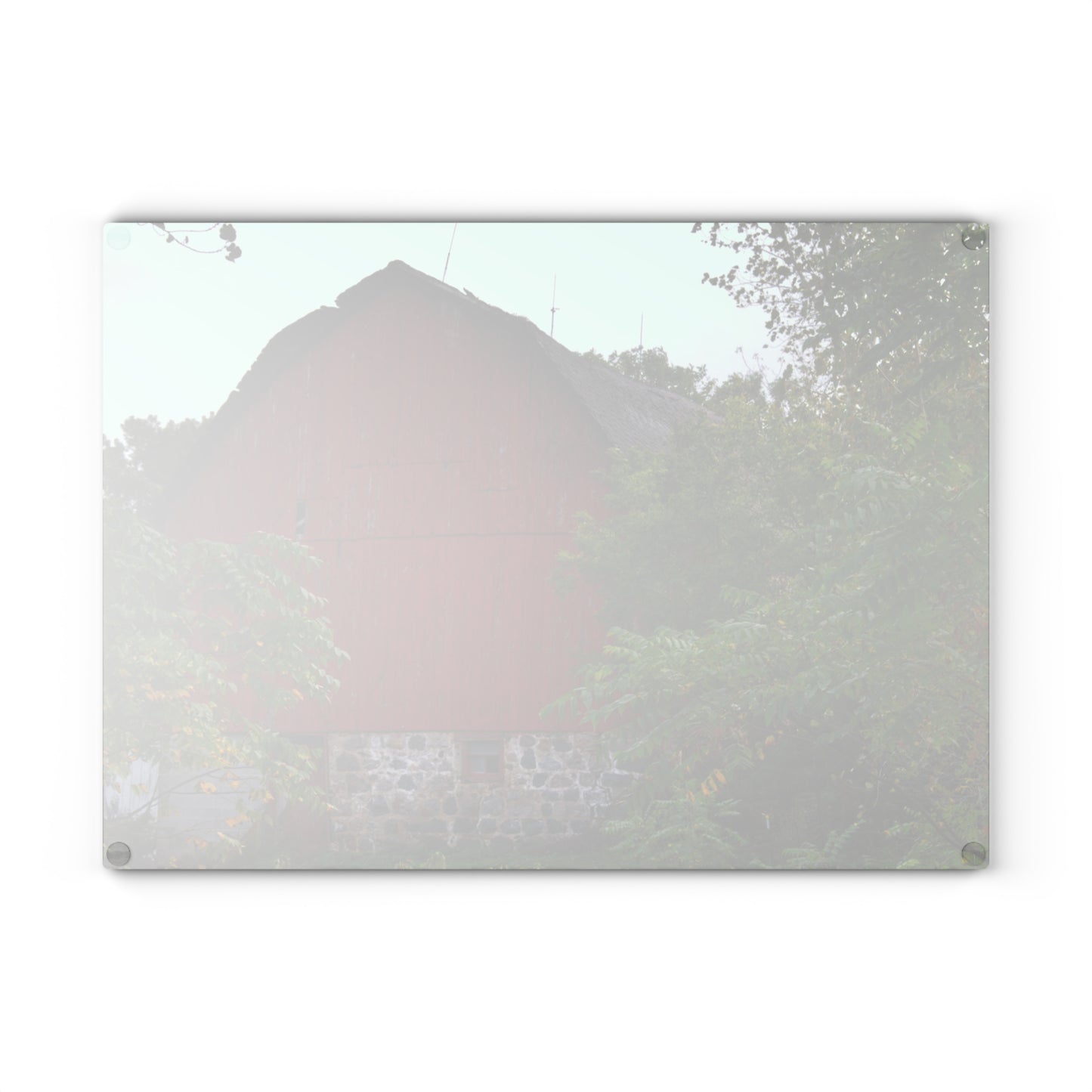 U R There Photography Brown Road Hidden Red II Rustic Farmhouse Tempered-Glass Cutting Board