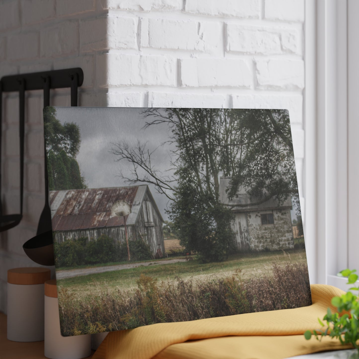 U R There Photography Richville Road Shacks Rustic Farmhouse Tempered-Glass Cutting Board