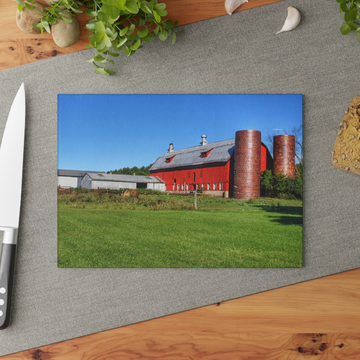 U R There Photography Baldwin Red II Rustic Farmhouse Tempered-Glass Cutting Board