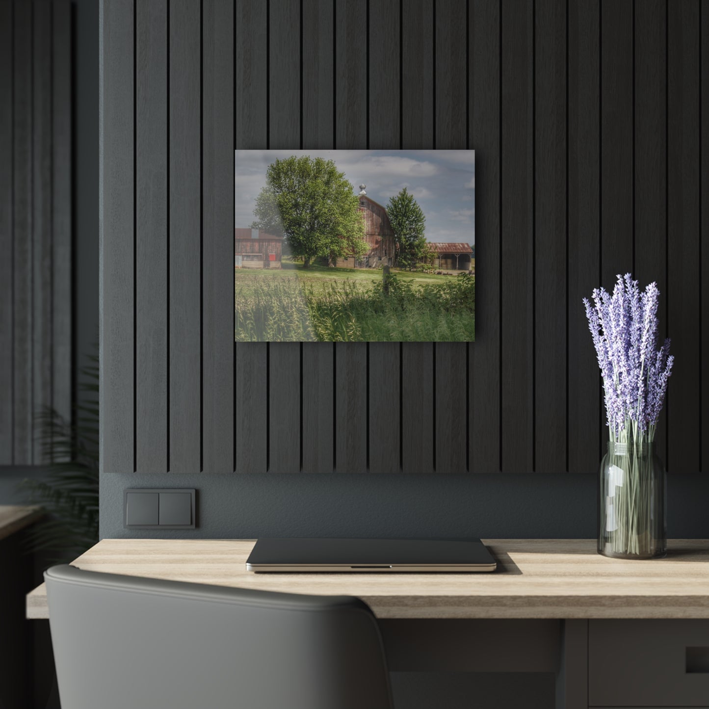 U R There Photography Ross Road Red Rustic Farmhouse Acrylic Wall Print 14 "x 11"