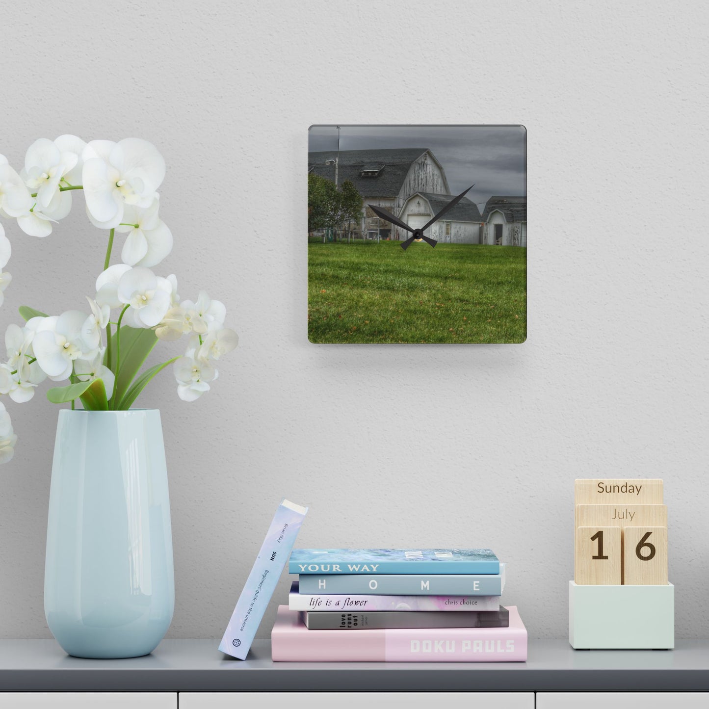 U R There Photography Lippincott Whites Rustic Farmhouse Acrylic Analog Wall Clock