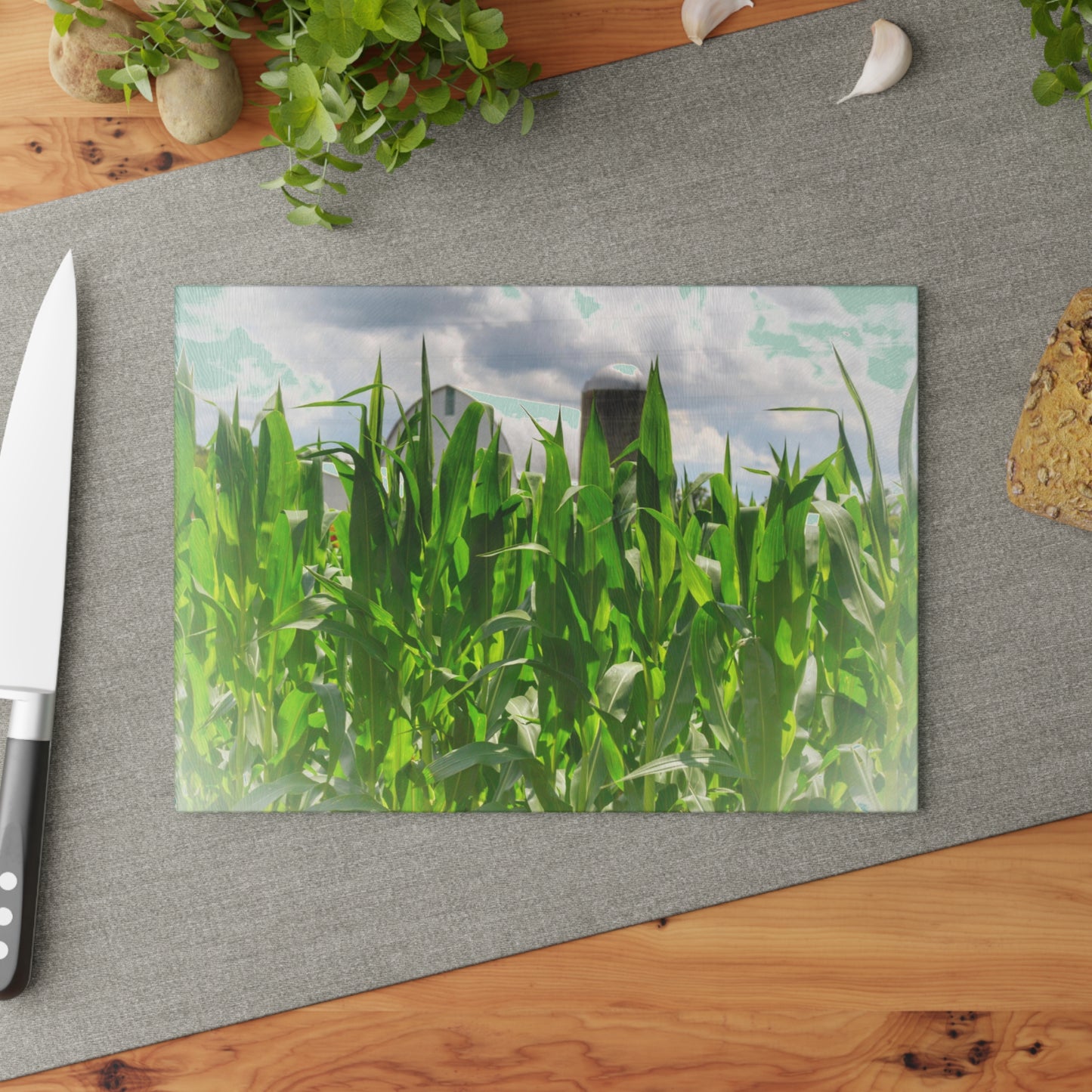 U R There Photography Beyond the Corn in Millington Rustic Farmhouse Tempered-Glass Cutting Board