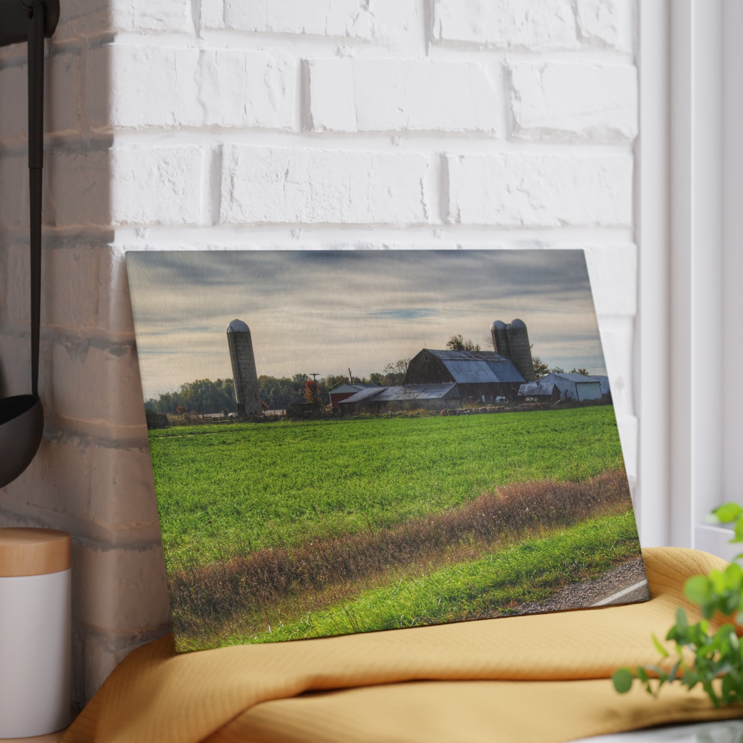 U R There Photography Shepard Road Farm I Rustic Farmhouse Tempered-Glass Cutting Board
