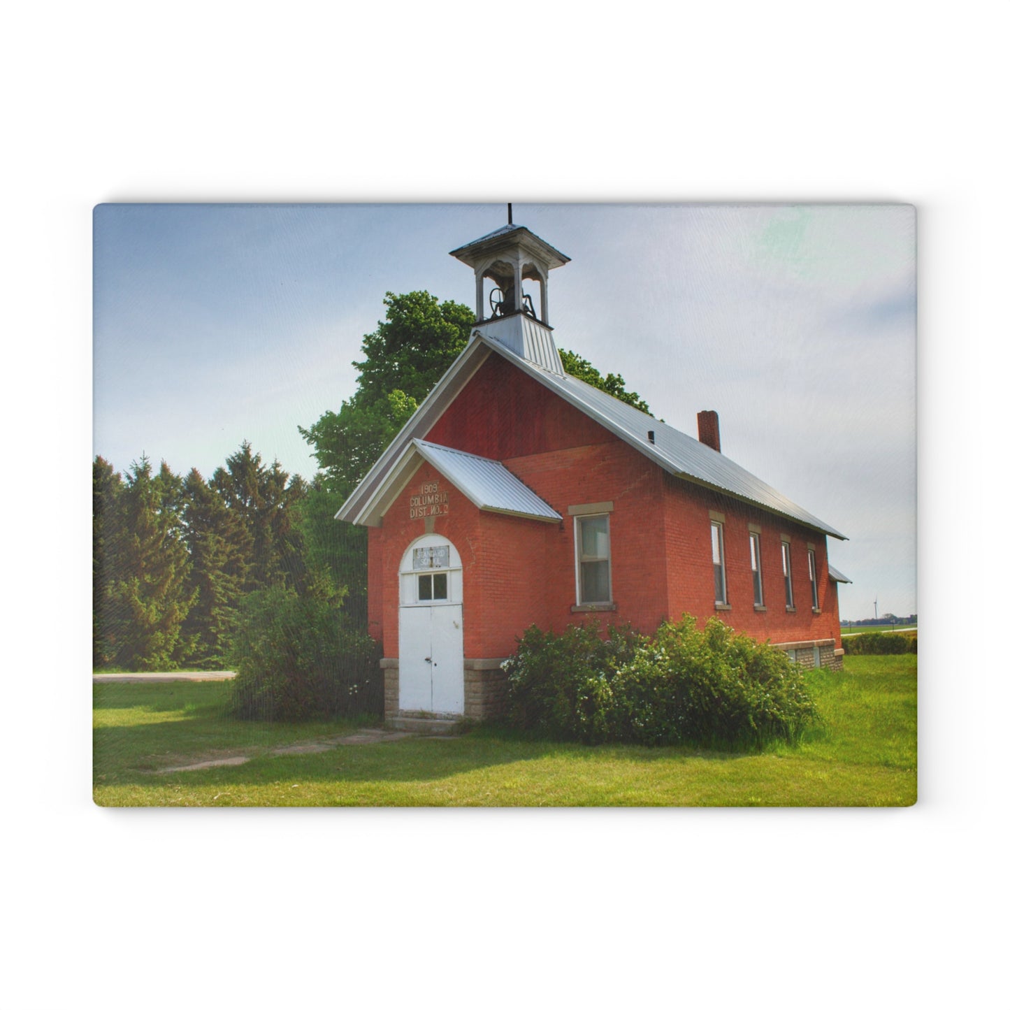 U R There Photography French Road Old Standard Schoolhouse I Rustic Farmhouse Tempered-Glass Cutting Board