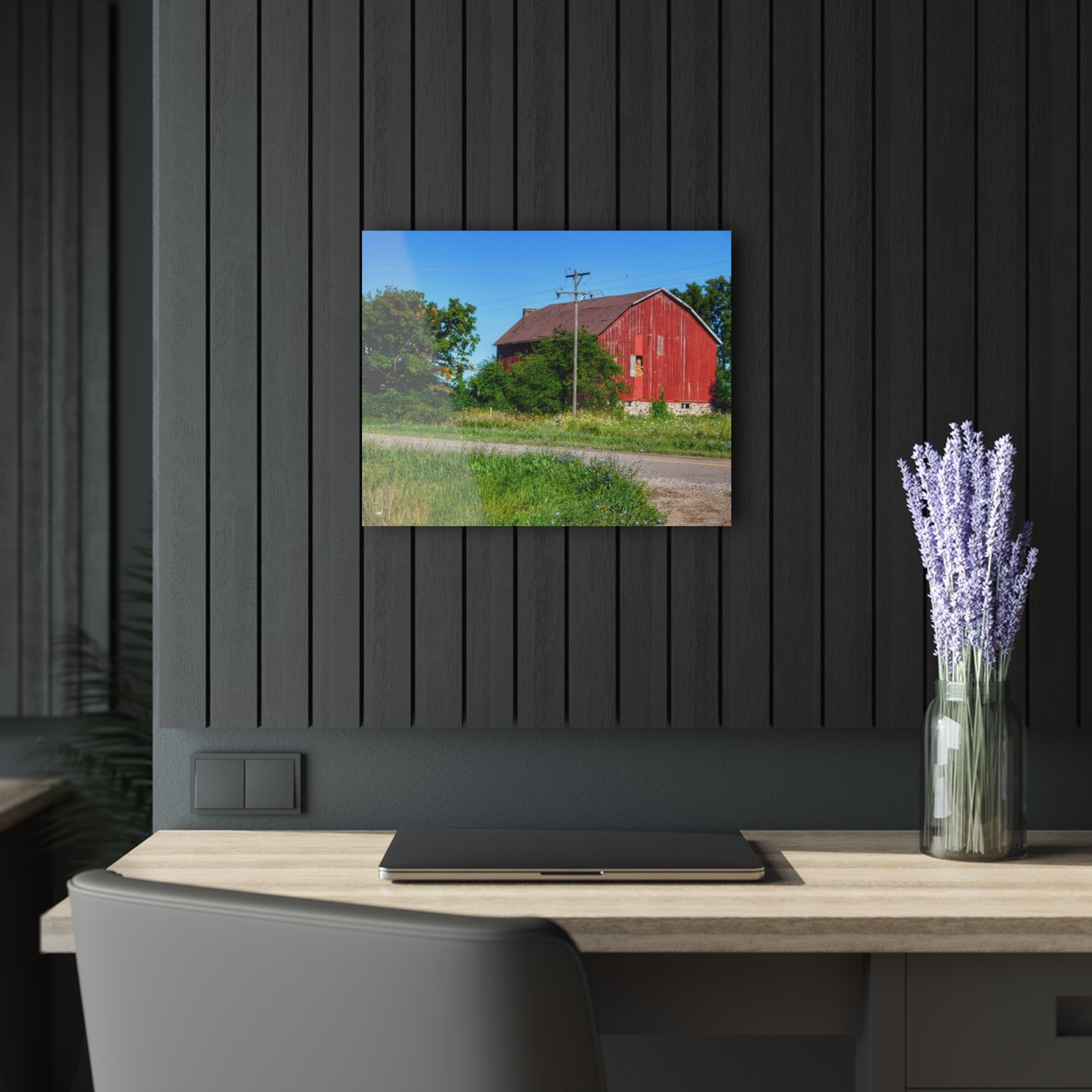 U R There Photography Armstrong Road Red II Rustic Farmhouse Acrylic Wall Print