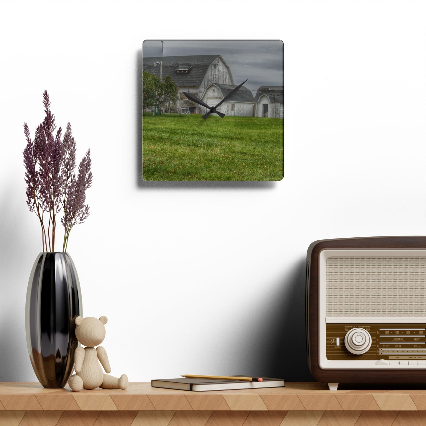 U R There Photography Lippincott Whites Rustic Farmhouse Acrylic Analog Wall Clock