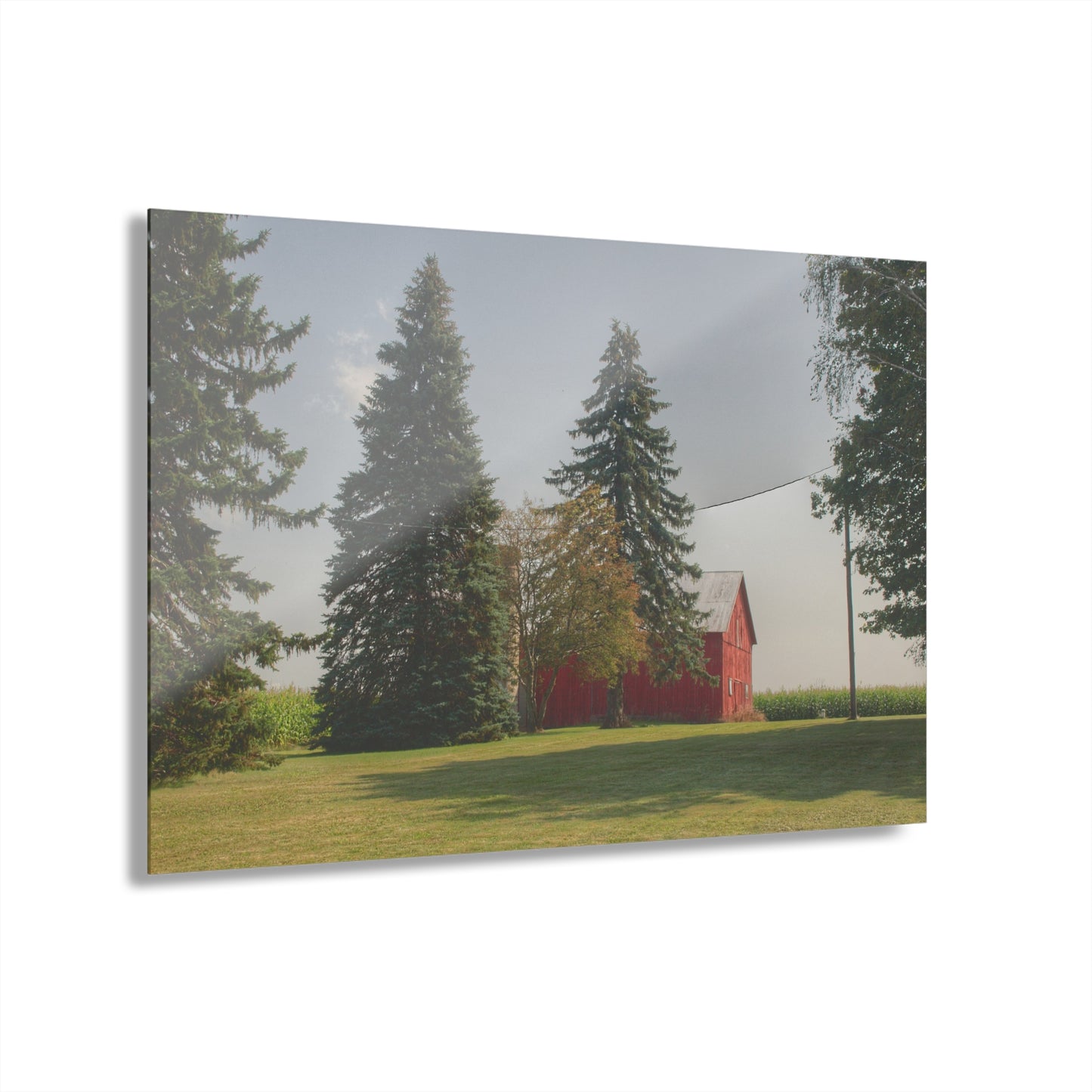 U R There Photography Small Red Barn Beneath the Pines Rustic Farmhouse Acrylic Wall Print