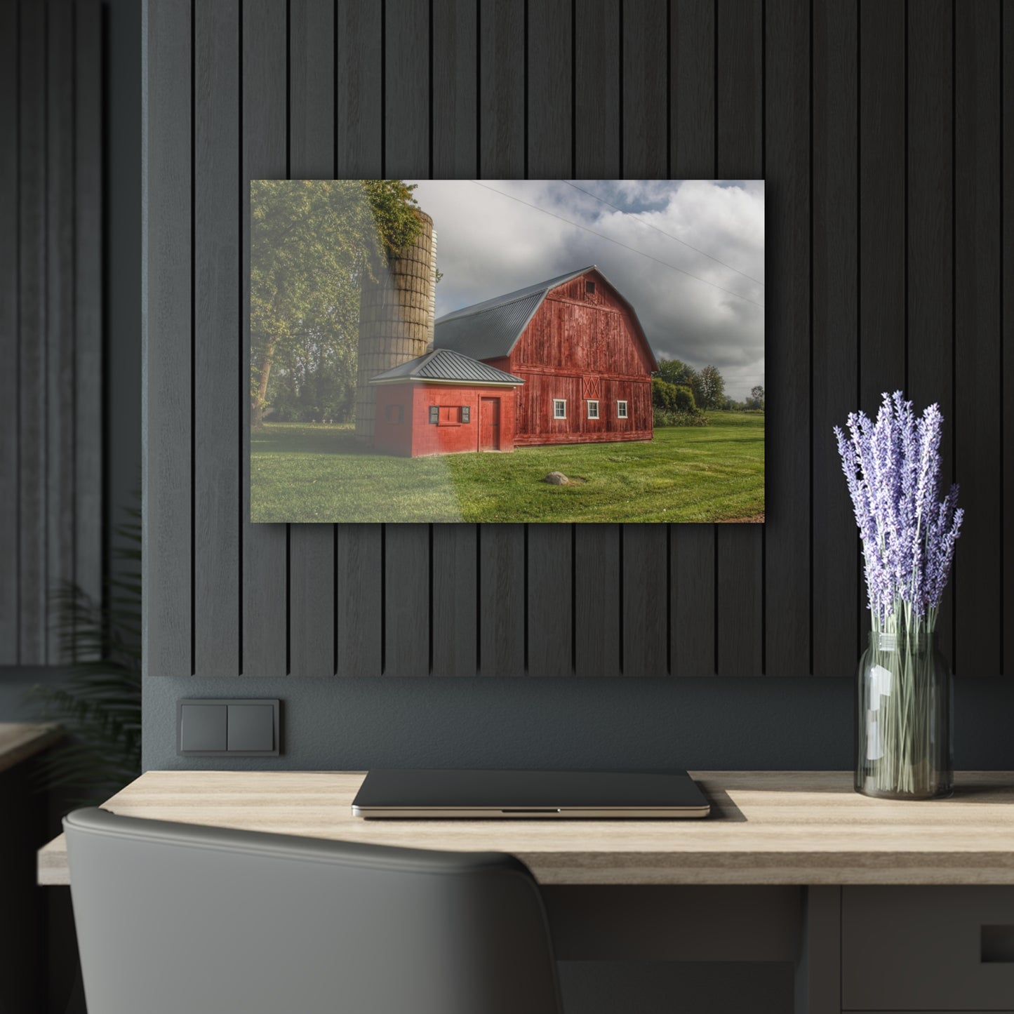 U R There Photography Hollow Corners Red and Silo Rustic Farmhouse Acrylic Wall Print