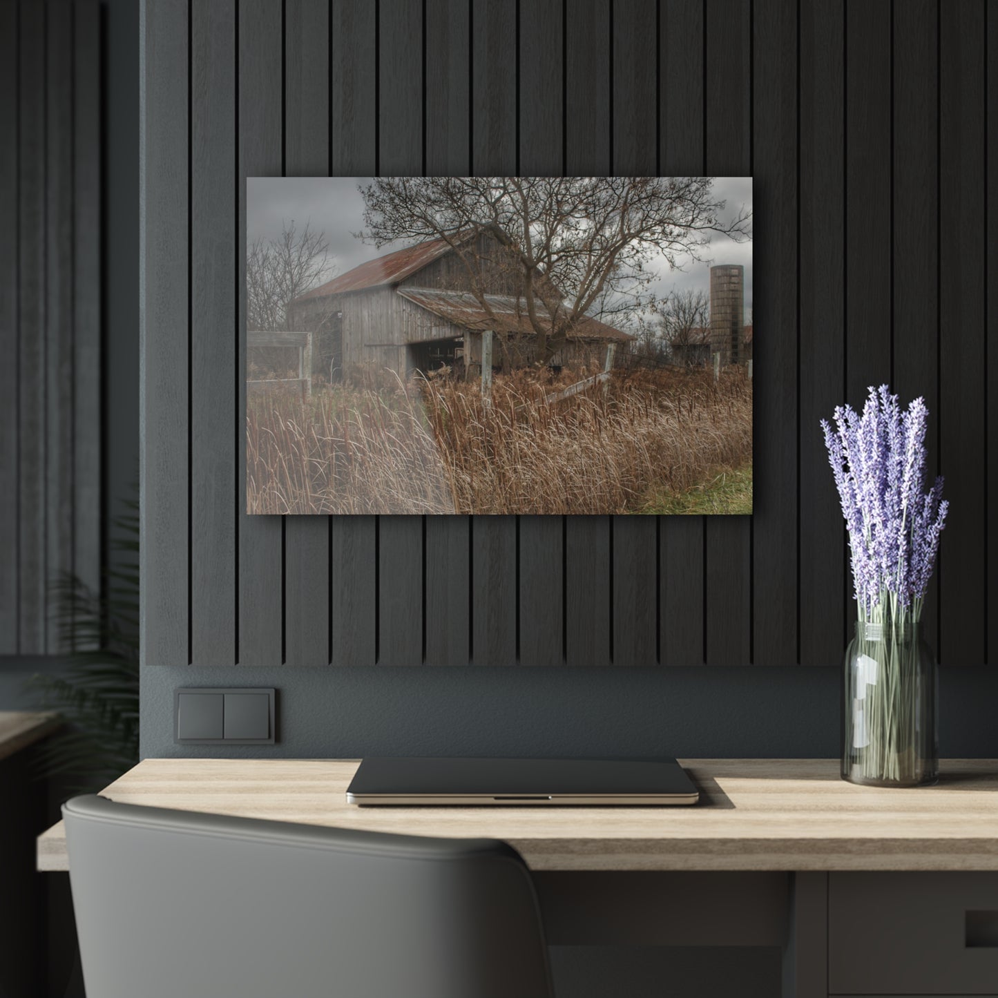 U R There Photography Grey Saltbox Rustic Farmhouse Acrylic Wall Print