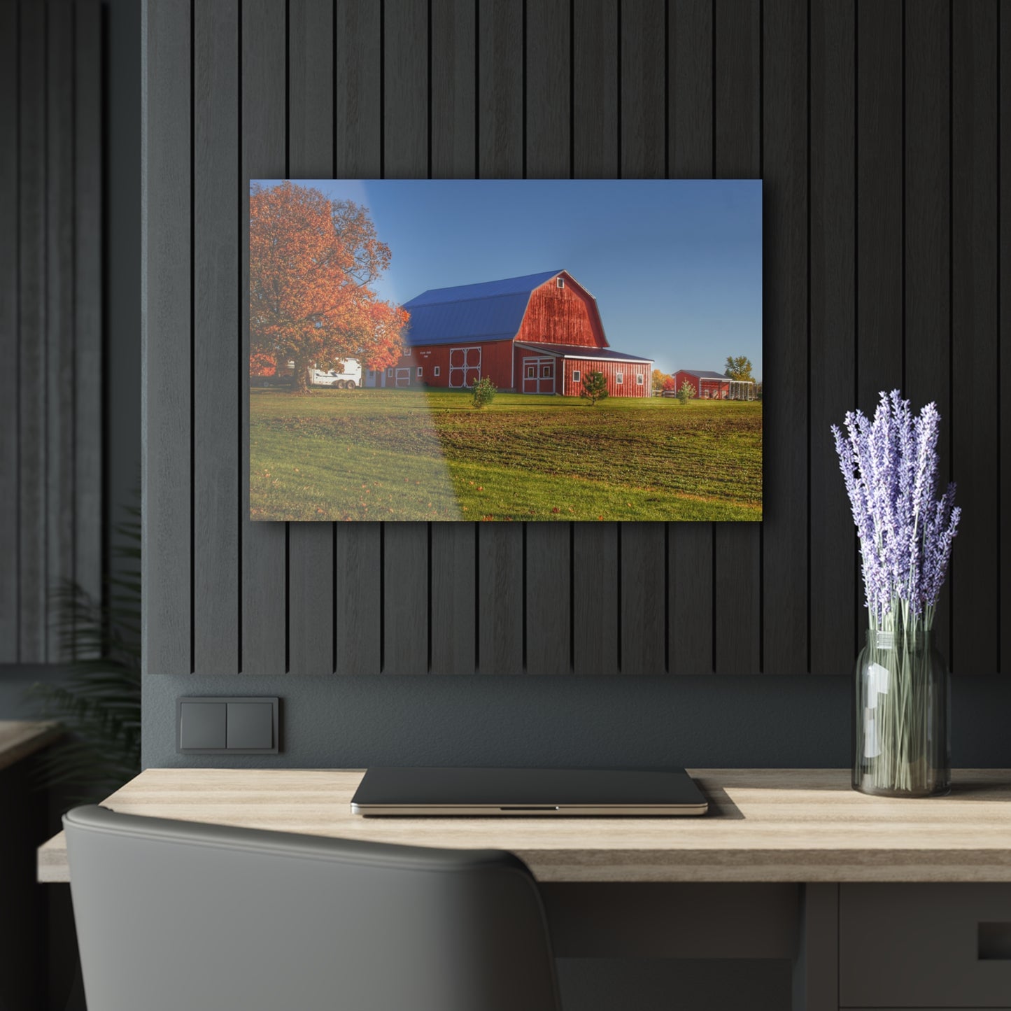 U R There Photography Shoemaker Road Red Rustic Farmhouse Acrylic Wall Print