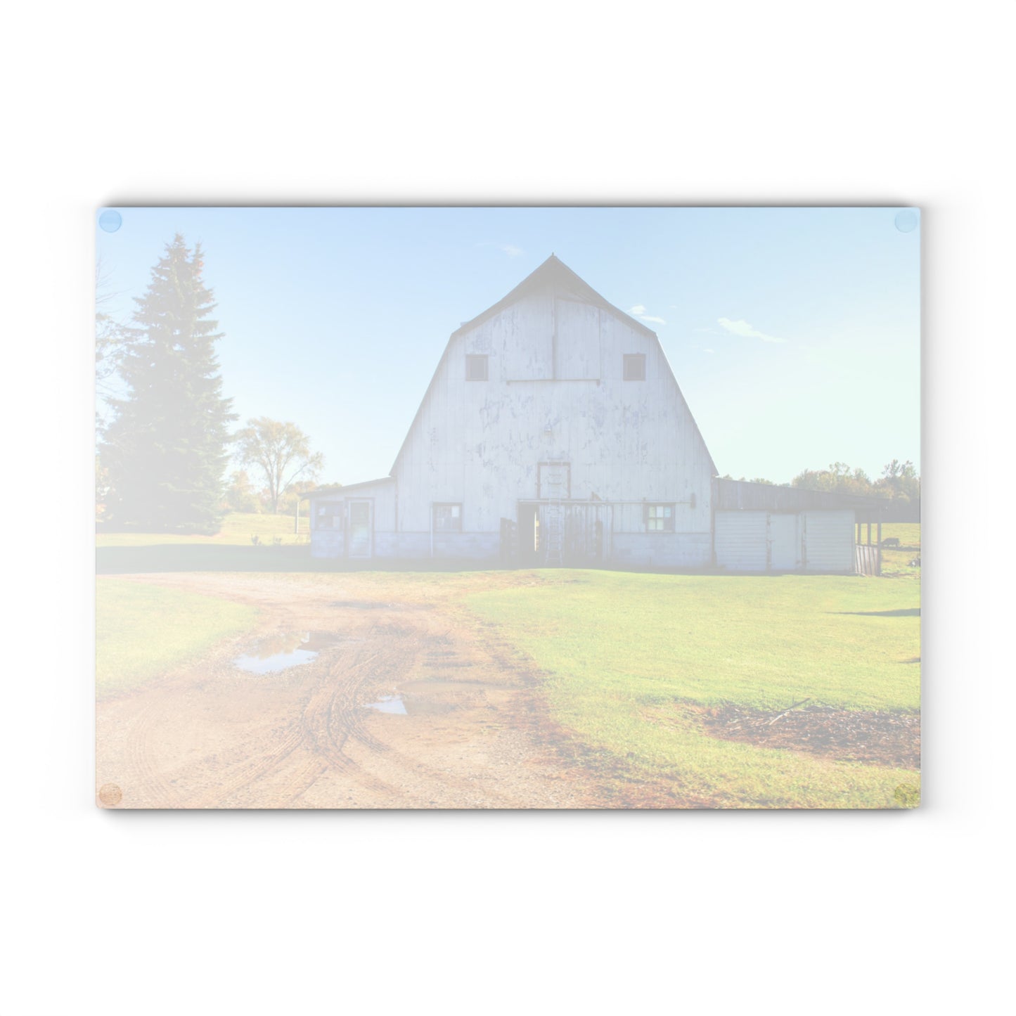U R There Photography Yale Fremont Road Grey Rustic Farmhouse Tempered-Glass Cutting Board