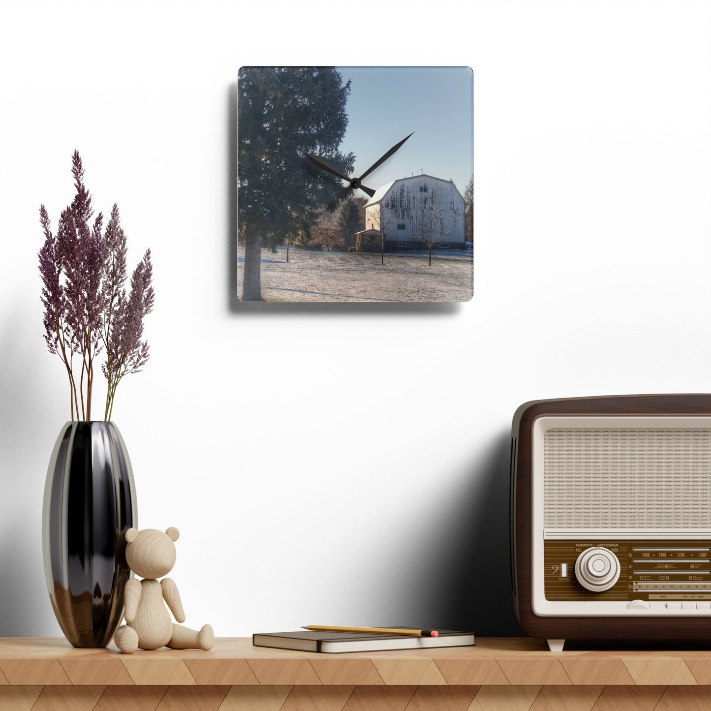 U R There Photography Washburn White Rustic Farmhouse Acrylic Analog Wall Clock