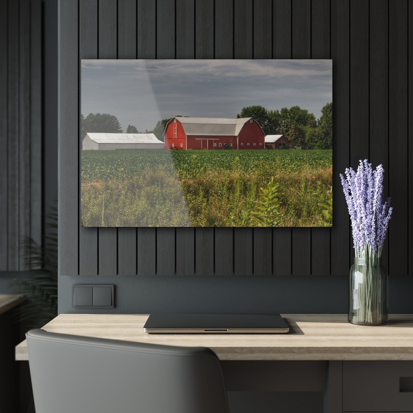 U R There Photography Townline Road Red Rustic Farmhouse Acrylic Wall Print