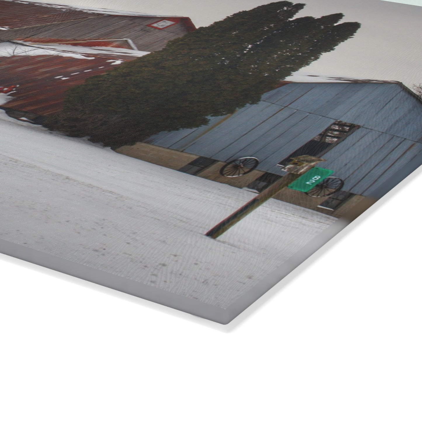 U R There Photography Unionville Grey Rustic Farmhouse Tempered-Glass Cutting Board