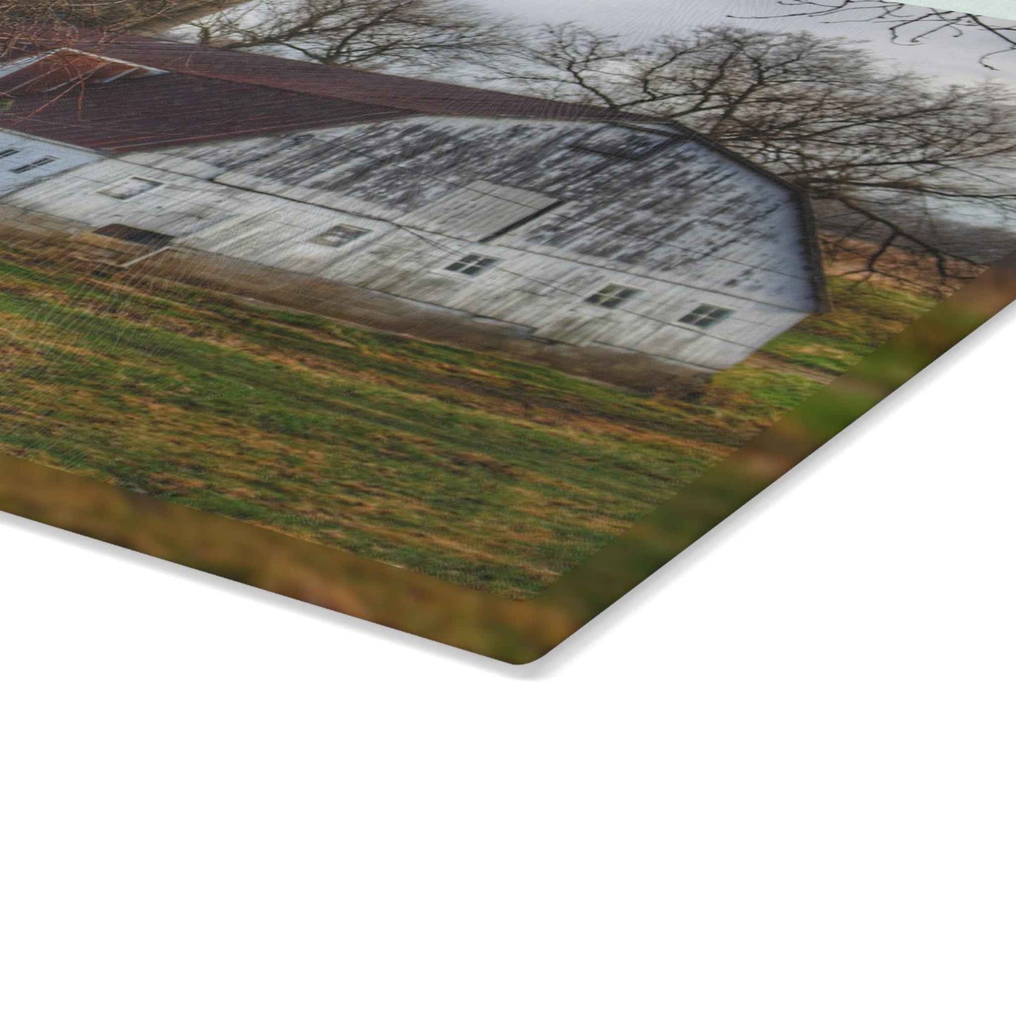 U R There Photography Otter Lake Road White Rustic Farmhouse Tempered-Glass Cutting Board
