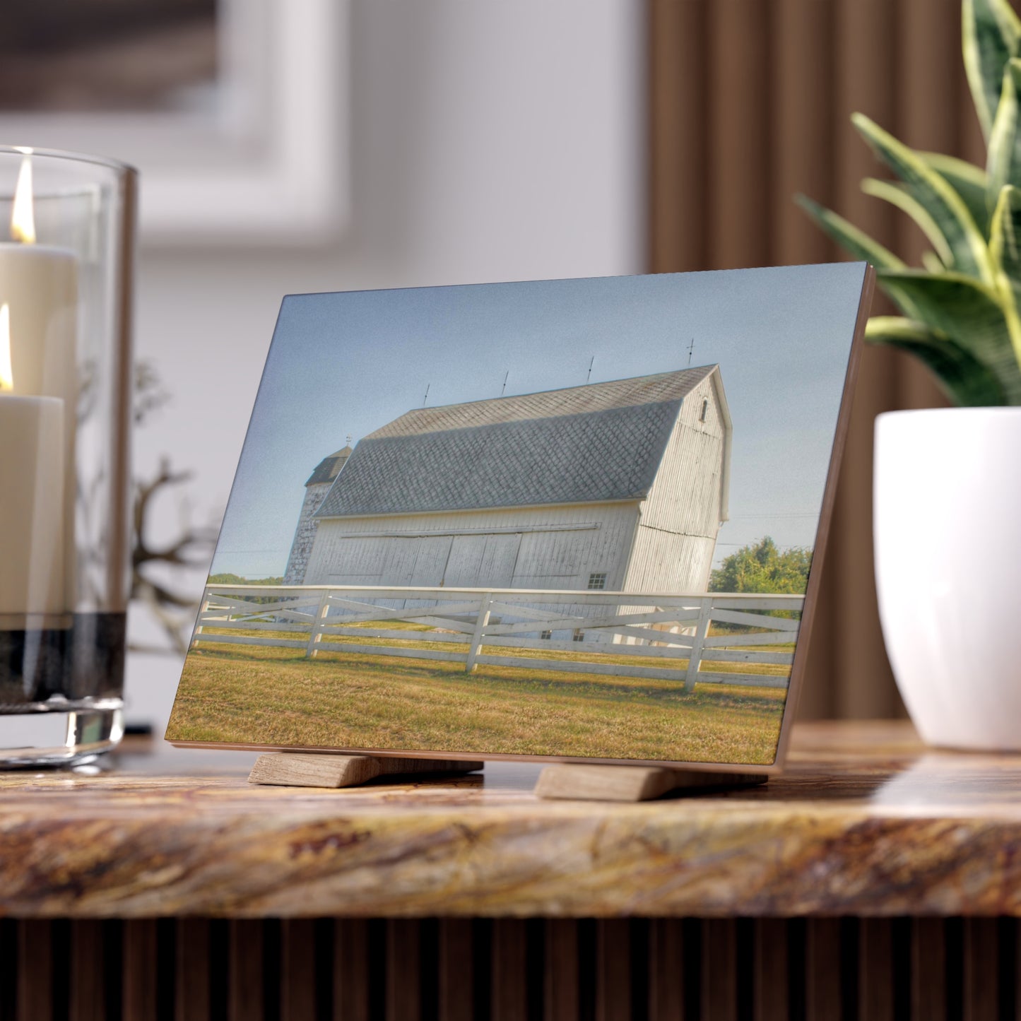 U R There Photography Belsay Road White Rustic Farmhouse Decorative Ceramic Tile