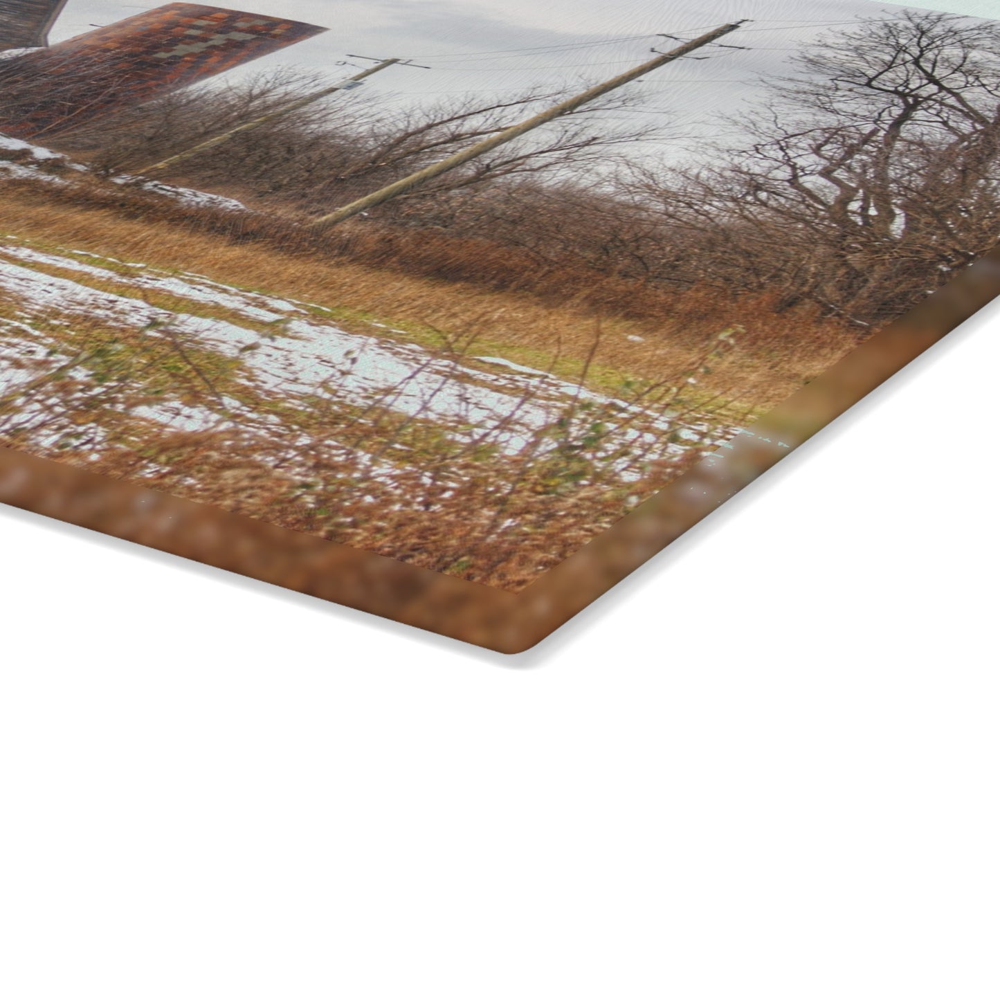 U R There Photography Secord Lake Road Grey Rustic Farmhouse Tempered-Glass Cutting Board