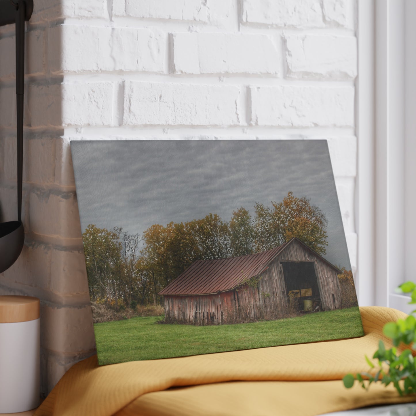 U R There Photography Stewart Road Little Grey Rustic Farmhouse Tempered-Glass Cutting Board