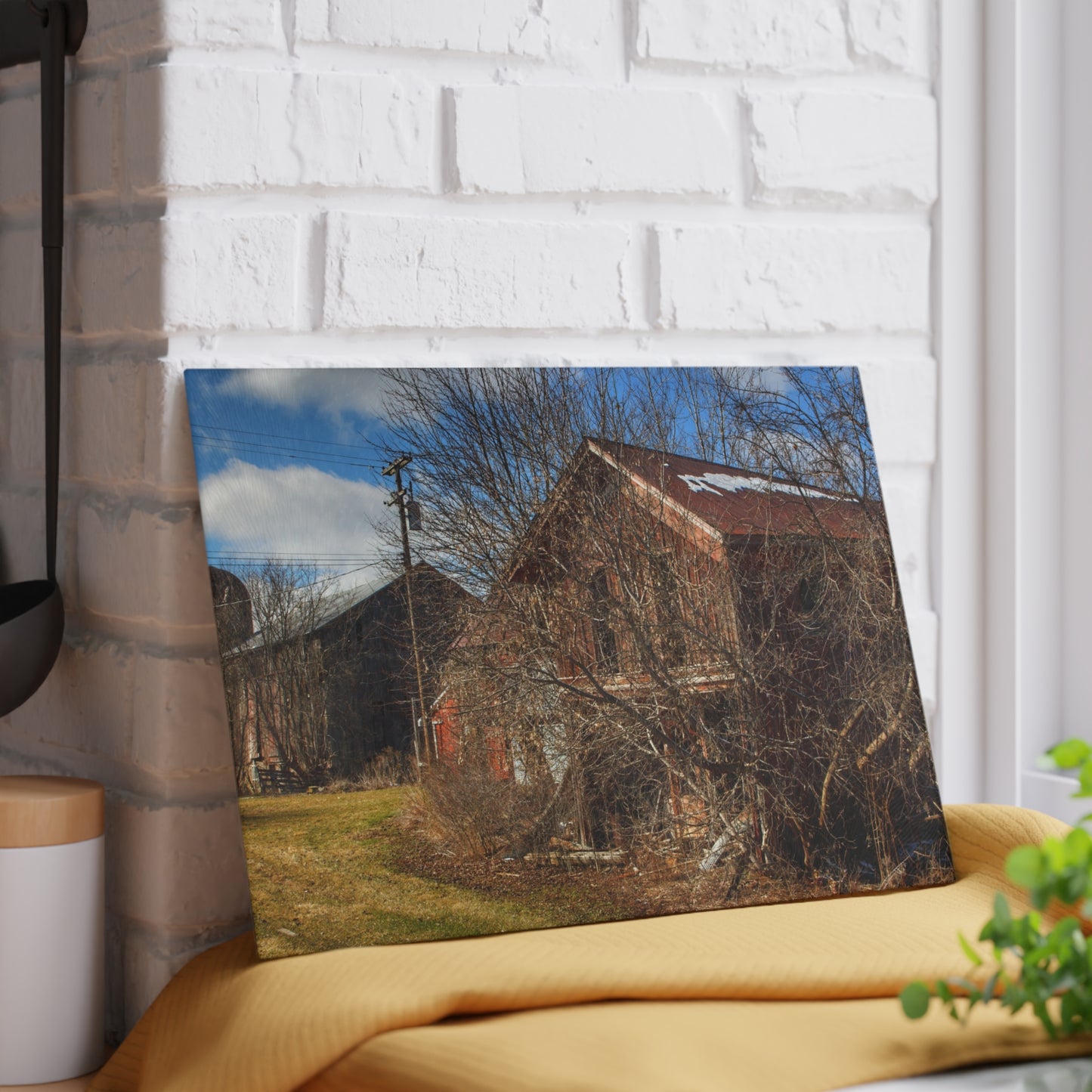 U R There Photography Buried Burnside Greys II Rustic Farmhouse Tempered-Glass Cutting Board