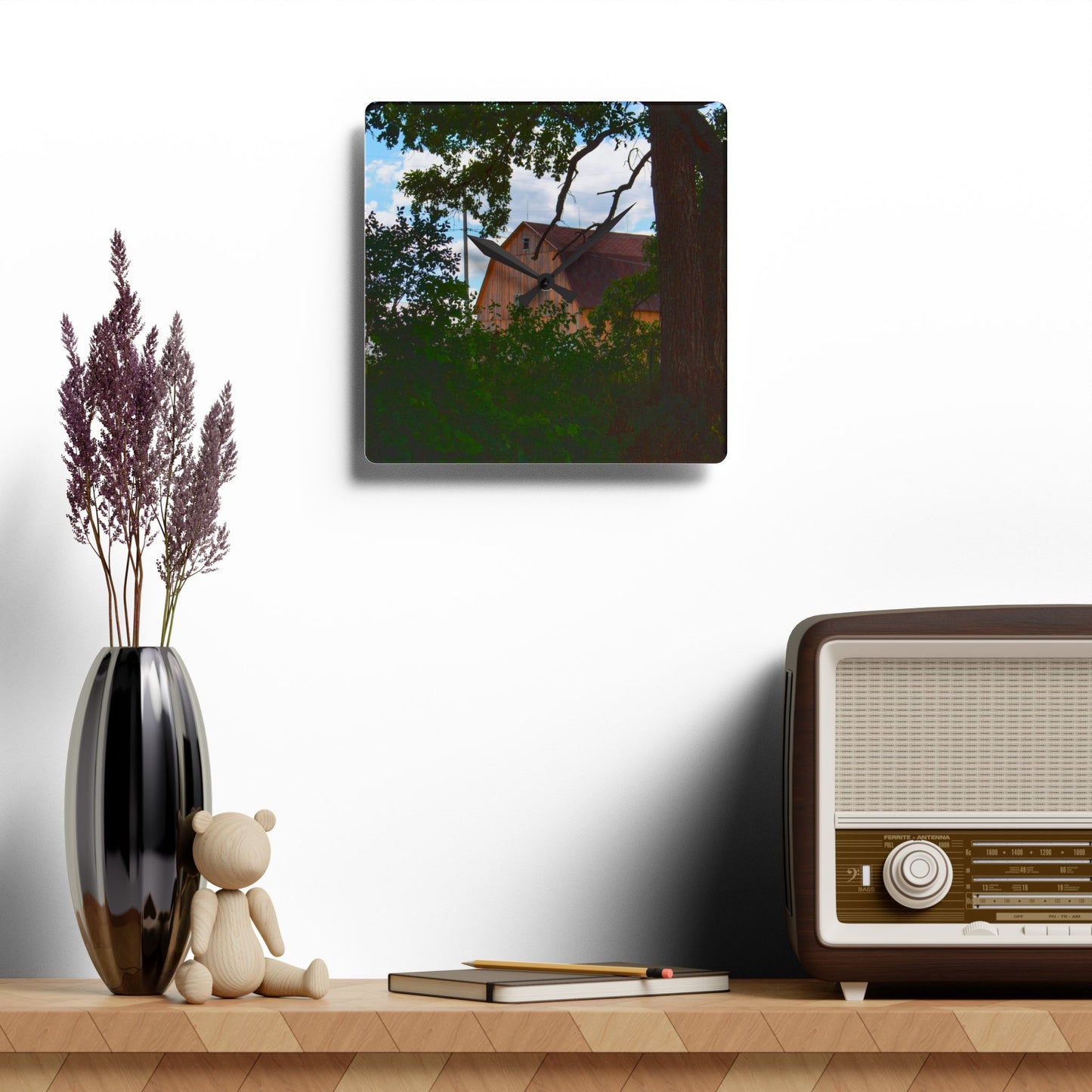 U R There Photography Bristol Gold Hidden Rustic Farmhouse Acrylic Analog Wall Clock