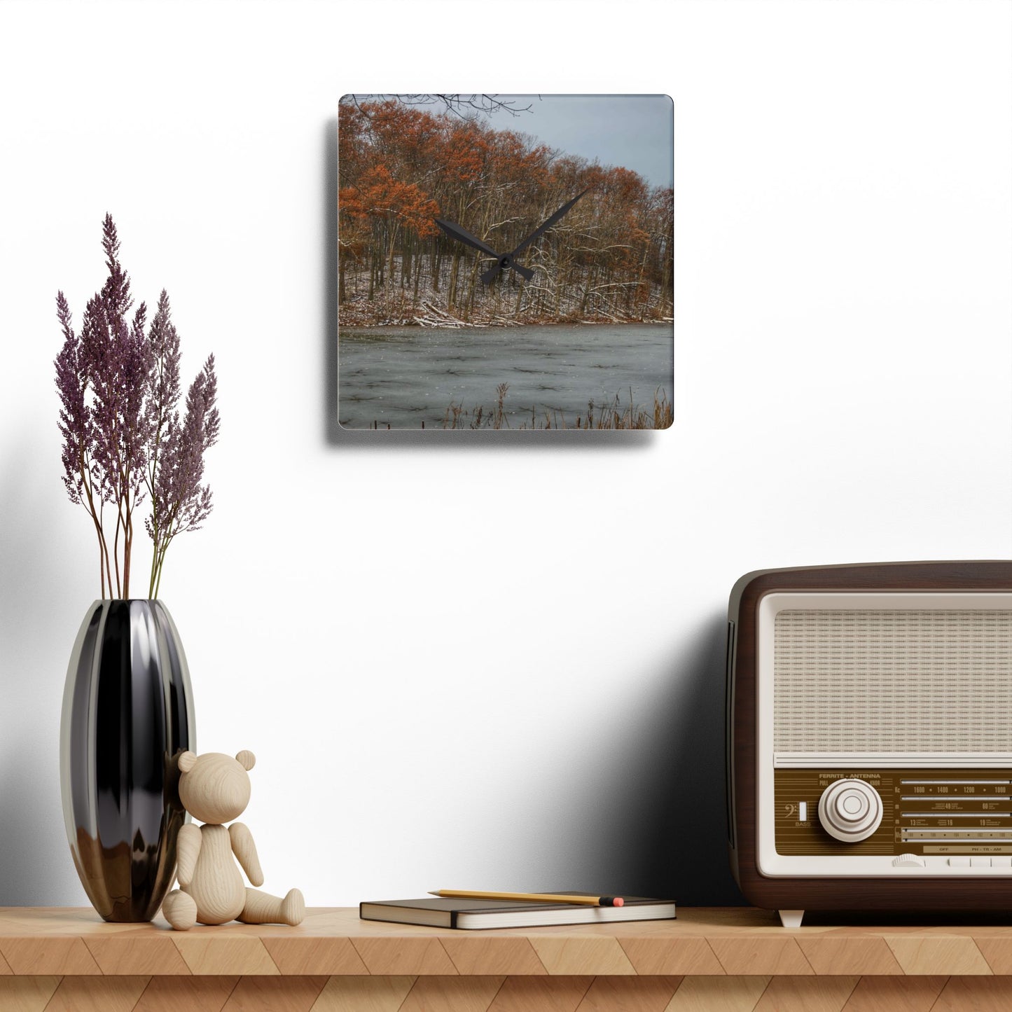 U R There Photography The Freeze of Thornville Rustic Farmhouse Acrylic Analog Wall Clock
