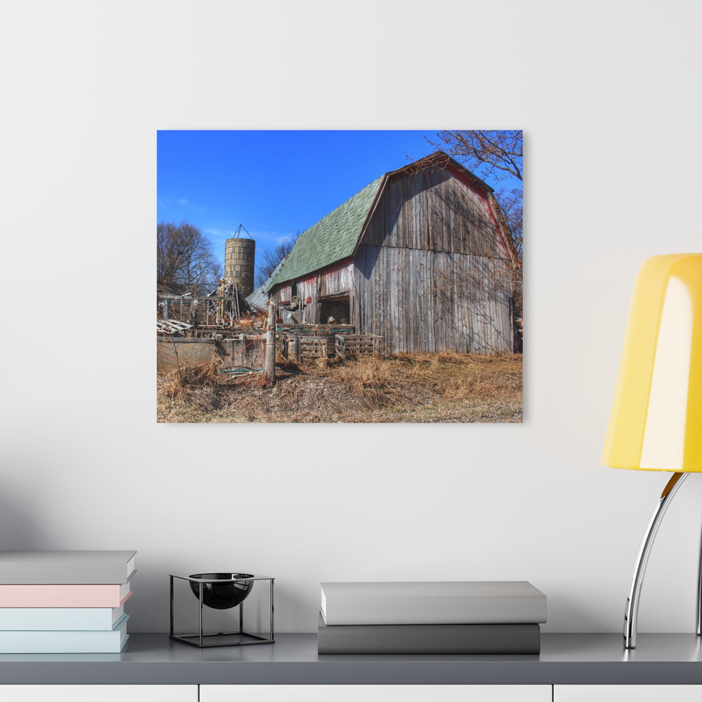 U R There Photography Romeo Plank Road Forgotten Greys Rustic Farmhouse Acrylic Wall Print