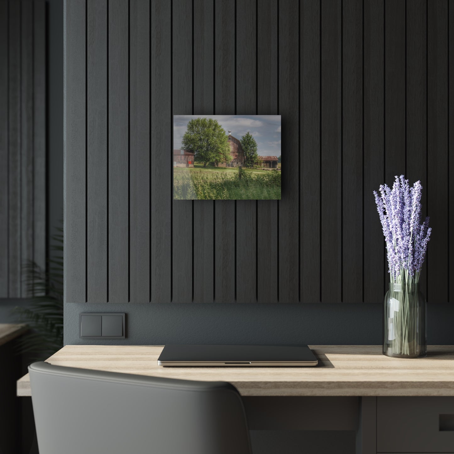 U R There Photography Ross Road Red Rustic Farmhouse Acrylic Wall Print 14 "x 11"