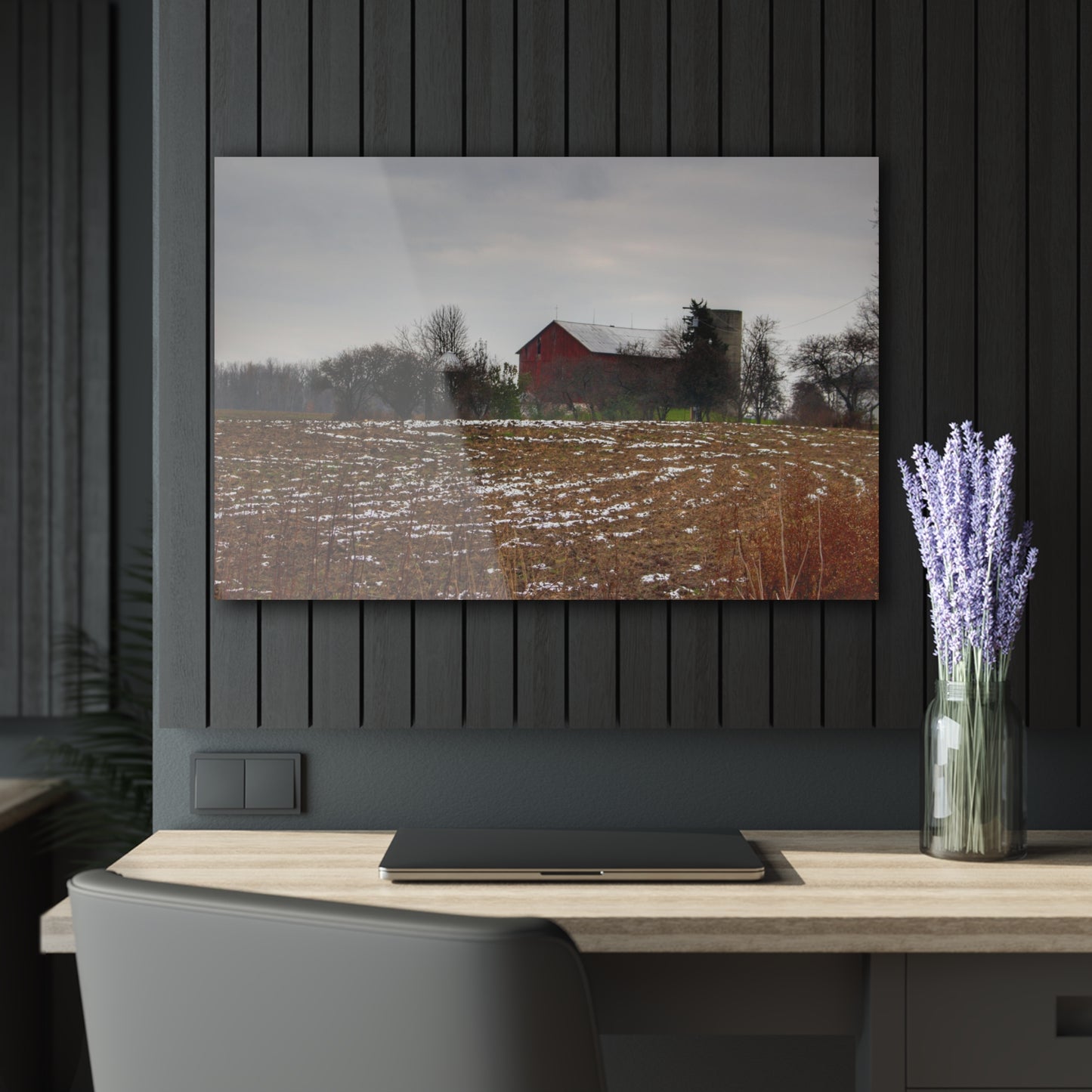 U R There Photography Brook Road Red Rustic Farmhouse Acrylic Wall Print