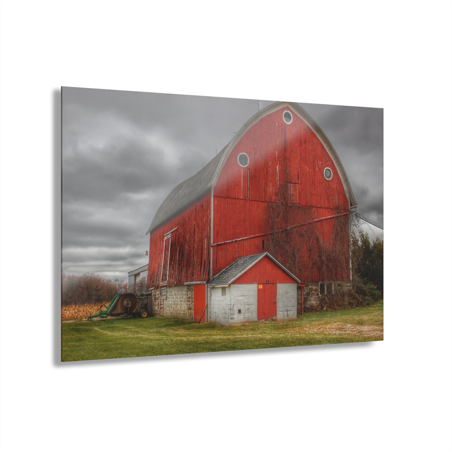 U R There Photography Slattery Road Fieldstone Red Rustic Farmhouse Acrylic Wall Print
