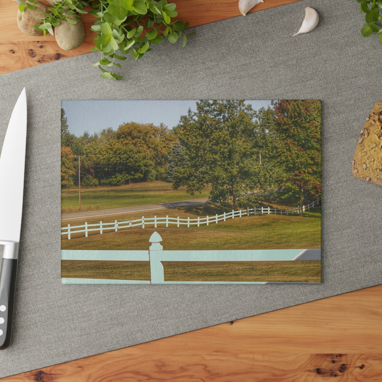 U R There Photography Beyond the White Fences Rustic Farmhouse Tempered-Glass Cutting Board