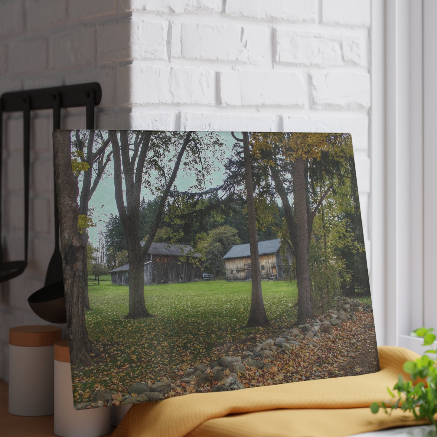 U R There Photography Wilder Road Grey I Rustic Farmhouse Tempered-Glass Cutting Board