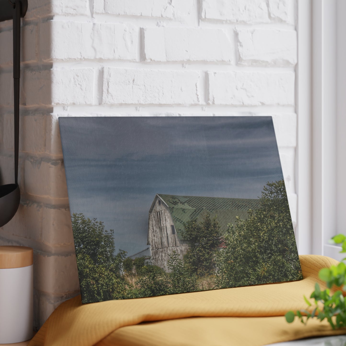 U R There Photography Hill Road Hidden Grey II Rustic Farmhouse Tempered-Glass Cutting Board