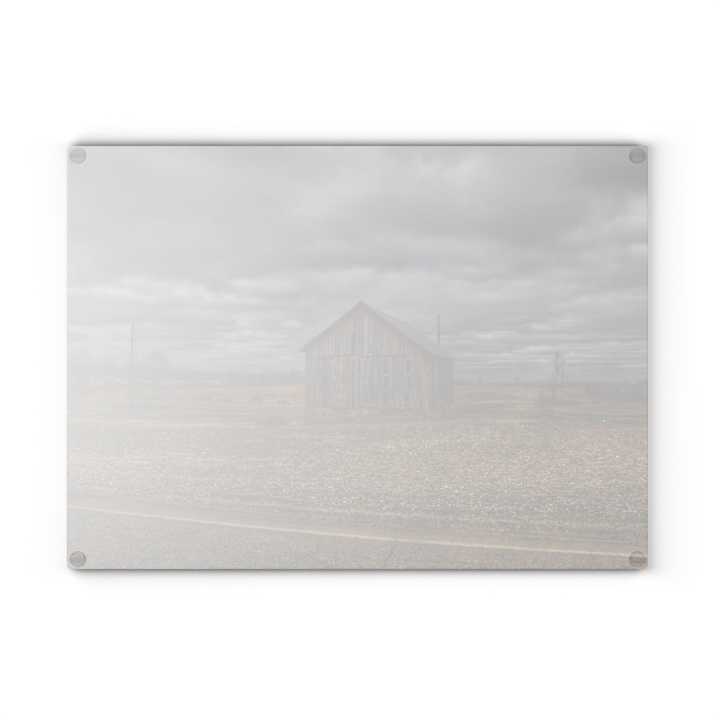 U R There Photography Barnes Road Little Red II Rustic Farmhouse Tempered-Glass Cutting Board