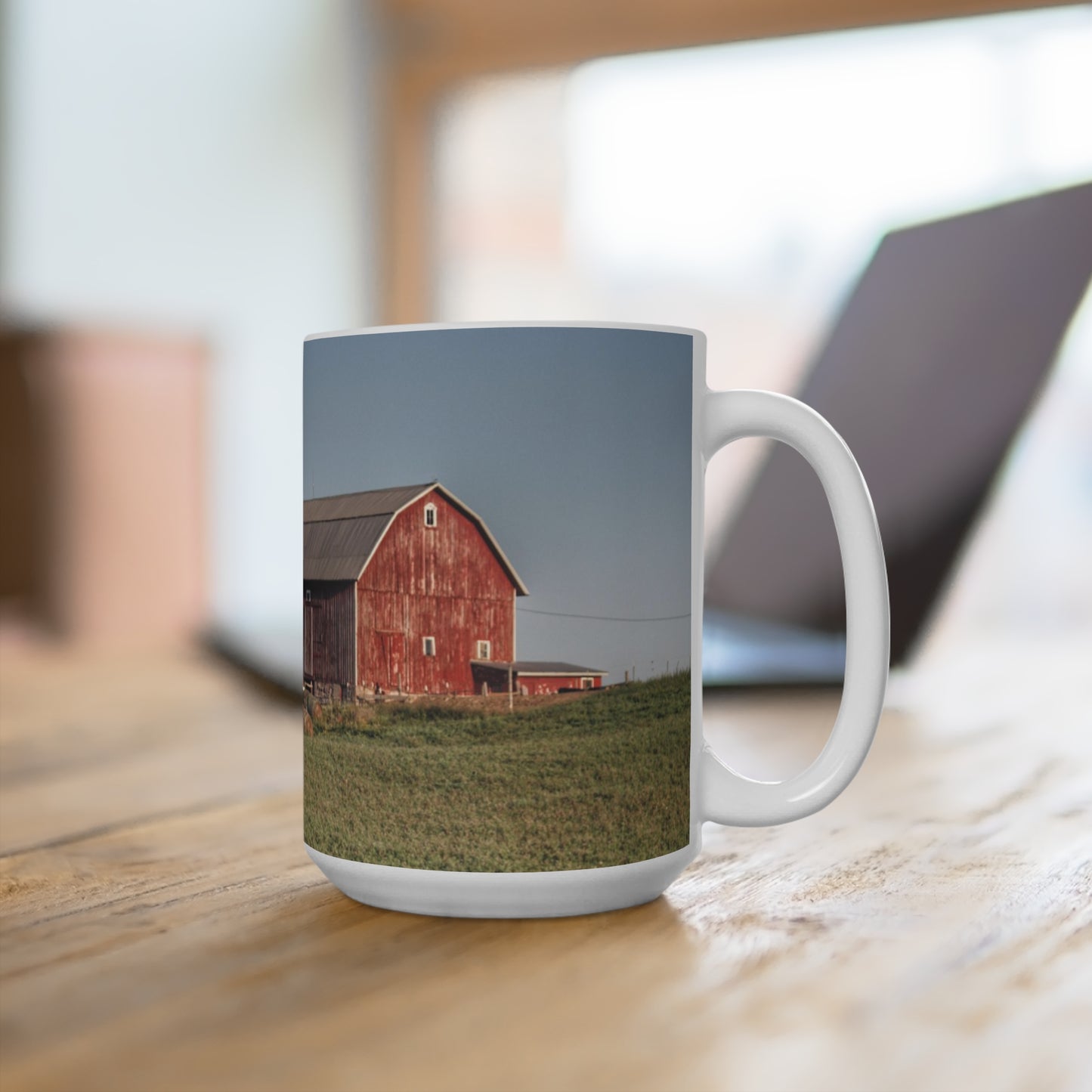 Rustic Farmhouse Coffee Mug Featuring Across the Field in Millington