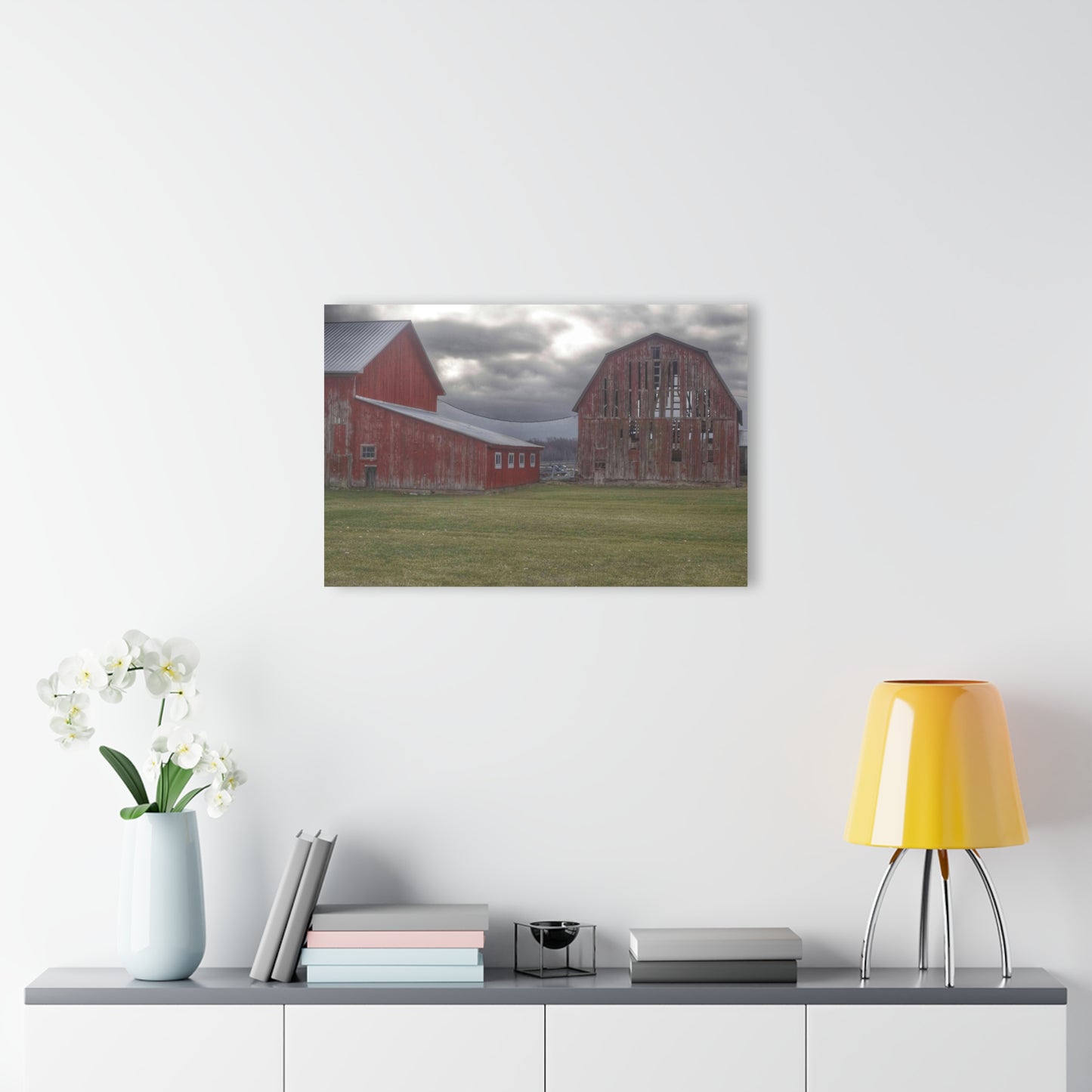 U R There Photography Church Road Reds Rustic Farmhouse Acrylic Wall Print