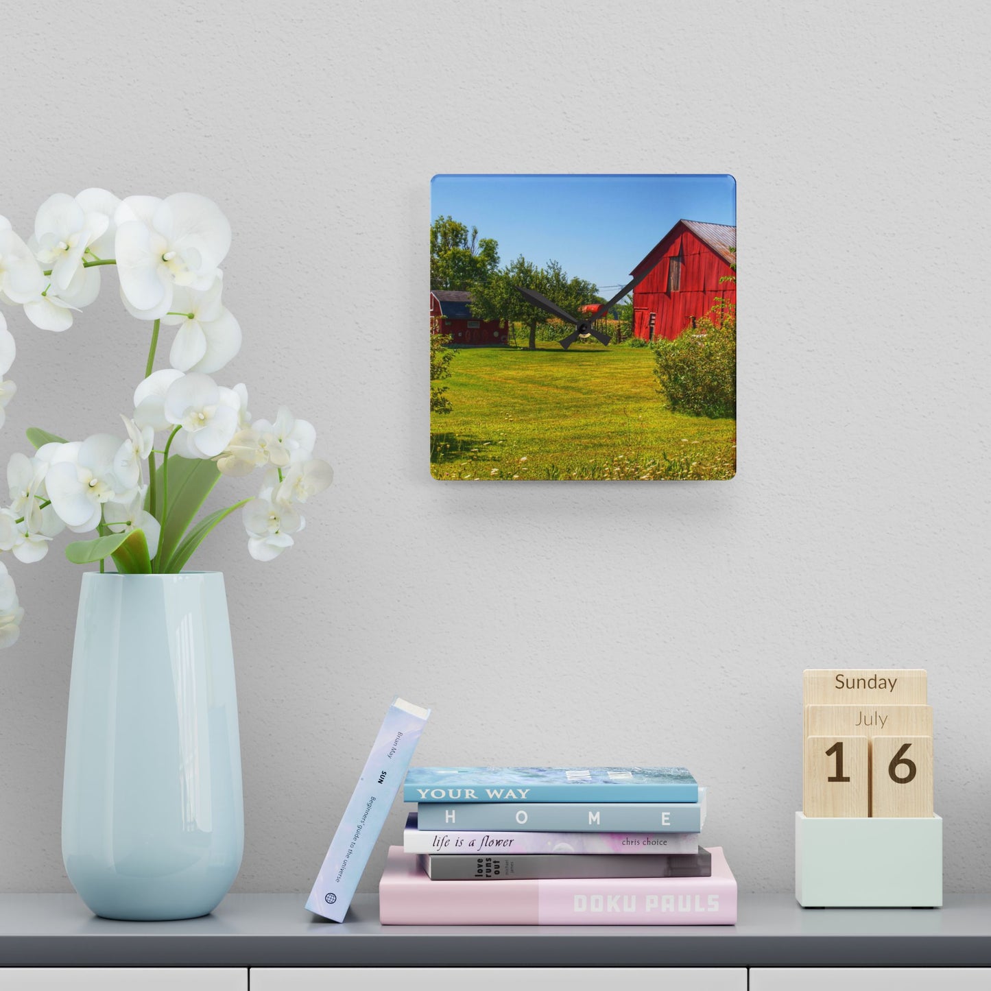 U R There Photography East Farrand Reds Rustic Farmhouse Acrylic Analog Wall Clock