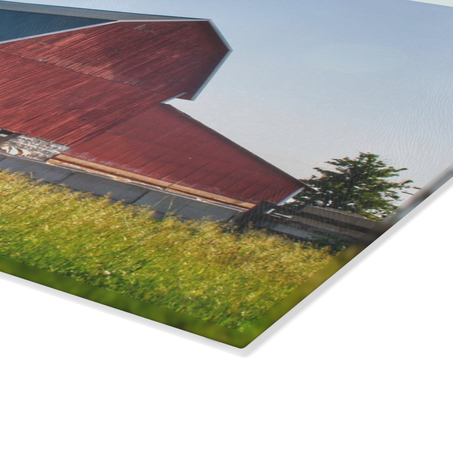 U R There Photography Burnside Red Rustic Farmhouse Tempered-Glass Cutting Board