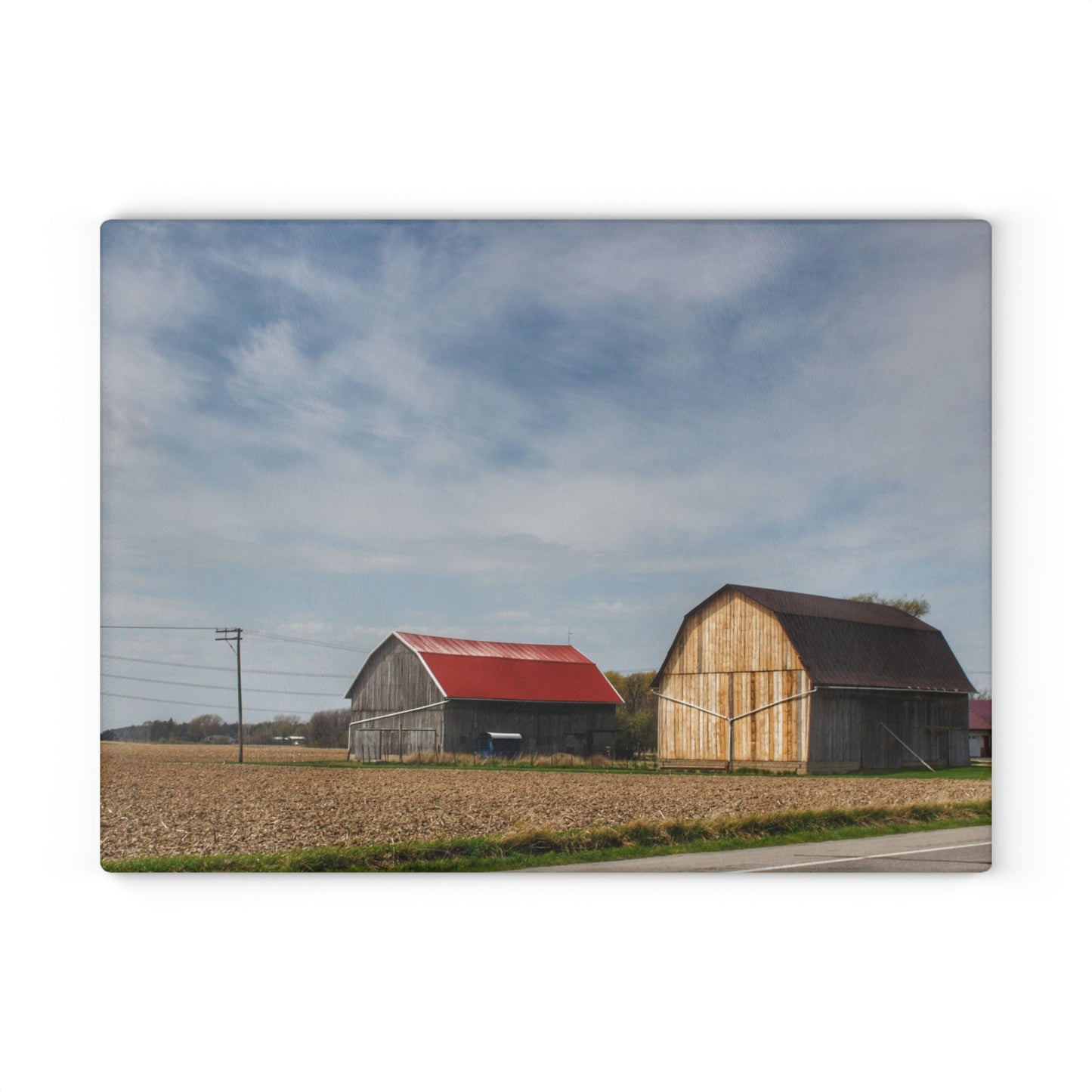 U R There Photography Unionville Center Street Greys Rustic Farmhouse Tempered-Glass Cutting Board