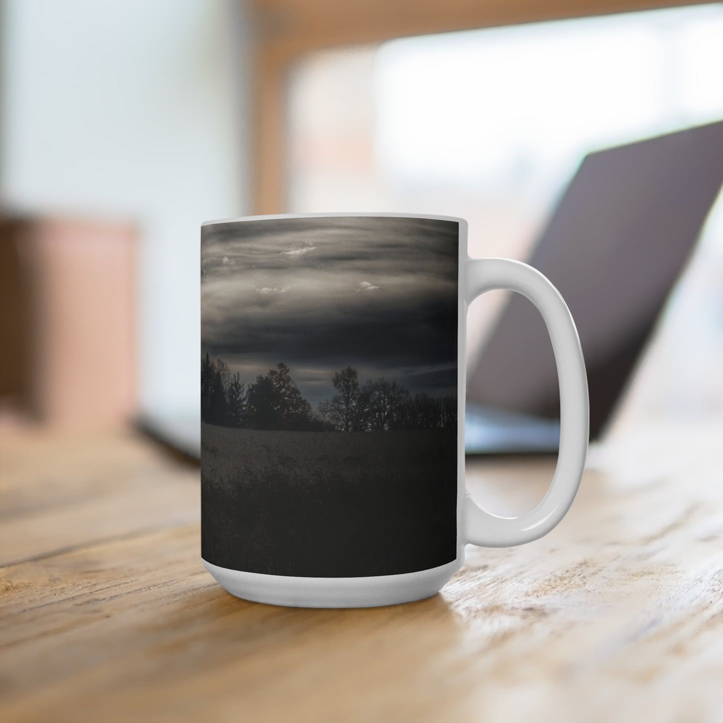Rustic Farmhouse Coffee Mug Featuring Across the Field on Brown City Road