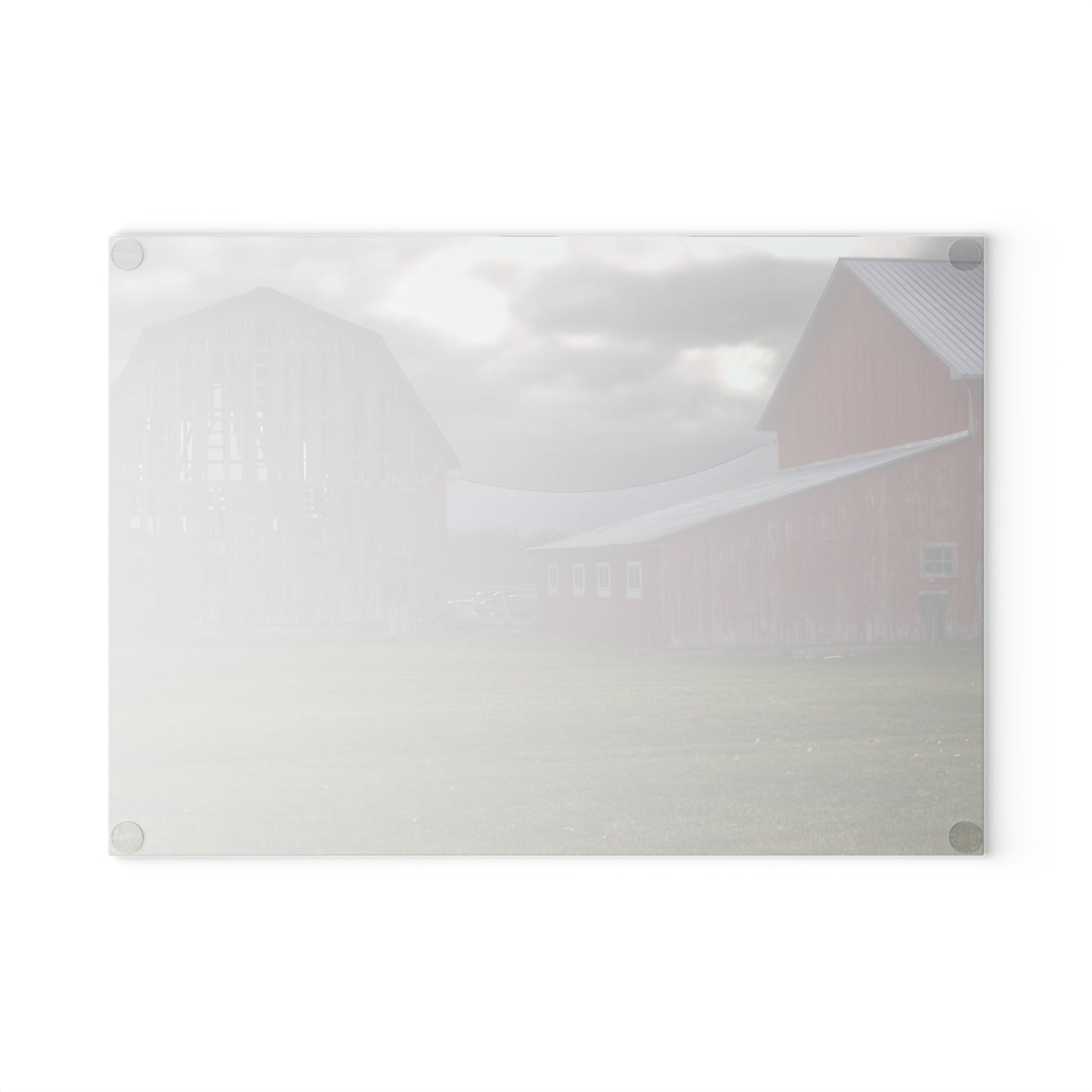 U R There Photography Church Road Reds Rustic Farmhouse Tempered-Glass Cutting Board