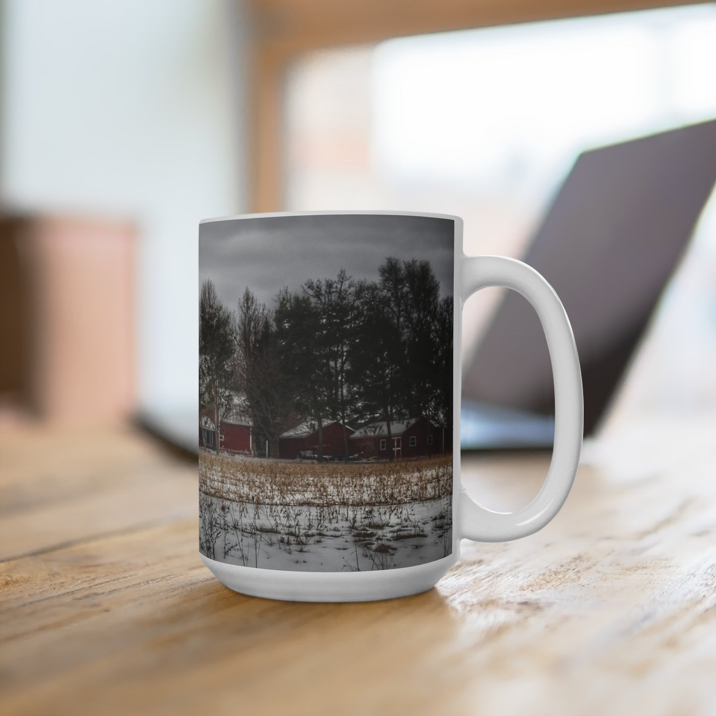 Rustic Farmhouse Coffee Mug Featuring Across the Field in Thornville