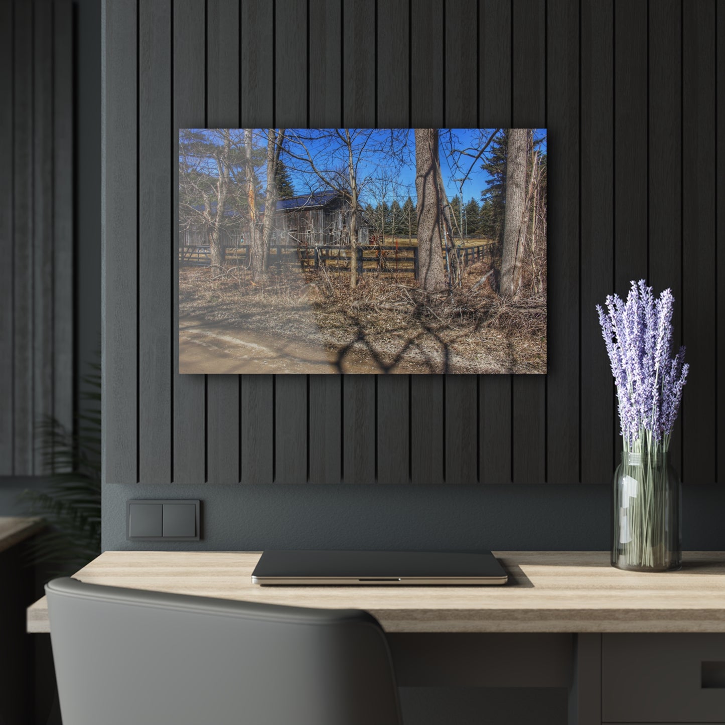 U R There Photography Brewer Road Grey Rustic Farmhouse Acrylic Wall Print