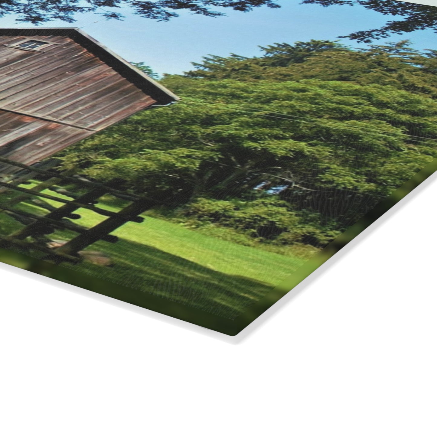 U R There Photography Otisville Grey Rustic Farmhouse Tempered-Glass Cutting Board