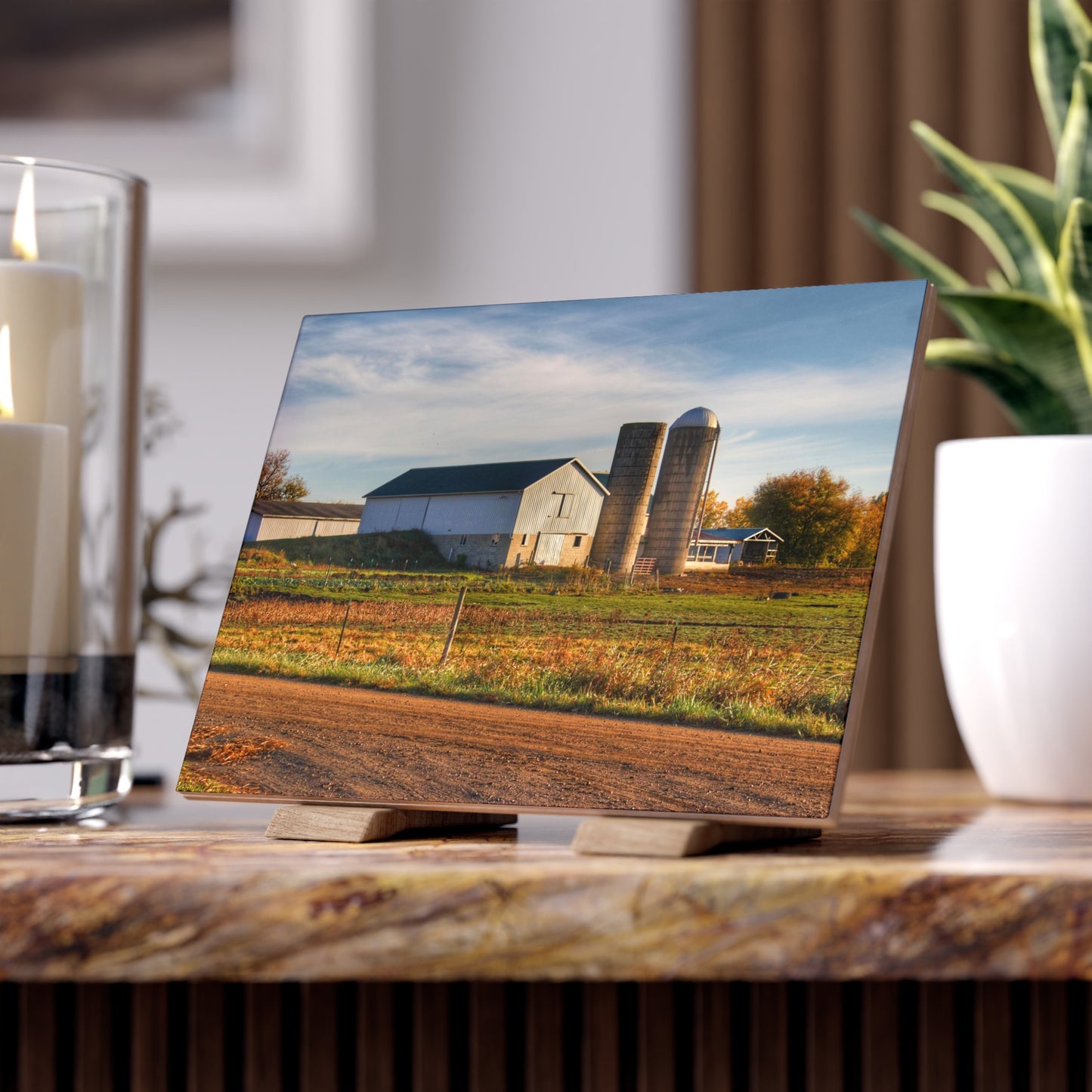 U R There Photography Cade Road White Rustic Farmhouse Decorative Ceramic Tile