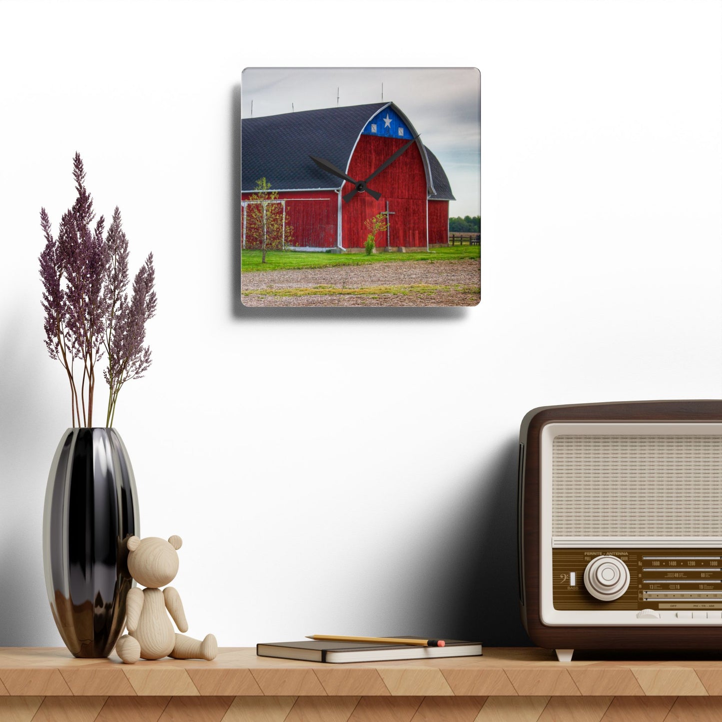 U R There Photography M-24 Star Barn Rustic Farmhouse Acrylic Analog Wall Clock