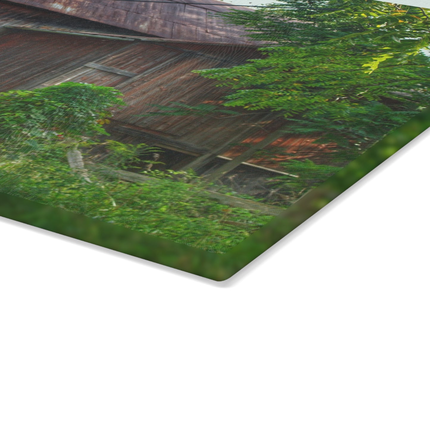 U R There Photography Oxford Rusted Red I Rustic Farmhouse Tempered-Glass Cutting Board