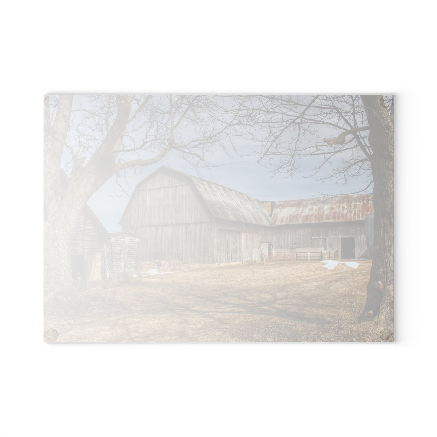 U R There Photography Church Road Greys Rustic Farmhouse Tempered-Glass Cutting Board